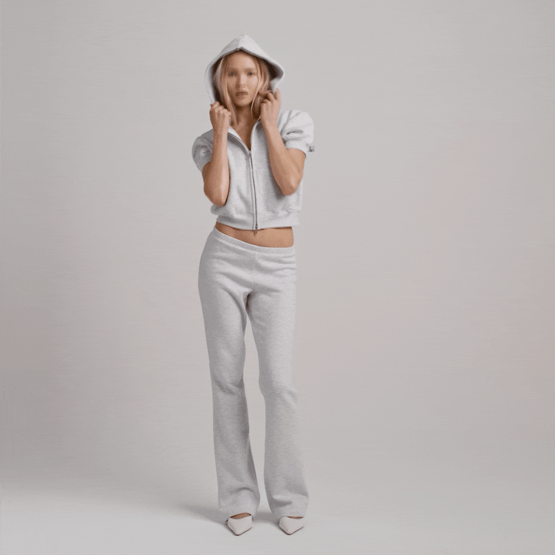 SKIMS COTTON FLEECE BUBBLE SLEEVE CROPPED ZIP UP | LIGHT HEATHER GREY - Sneaker Türkiye