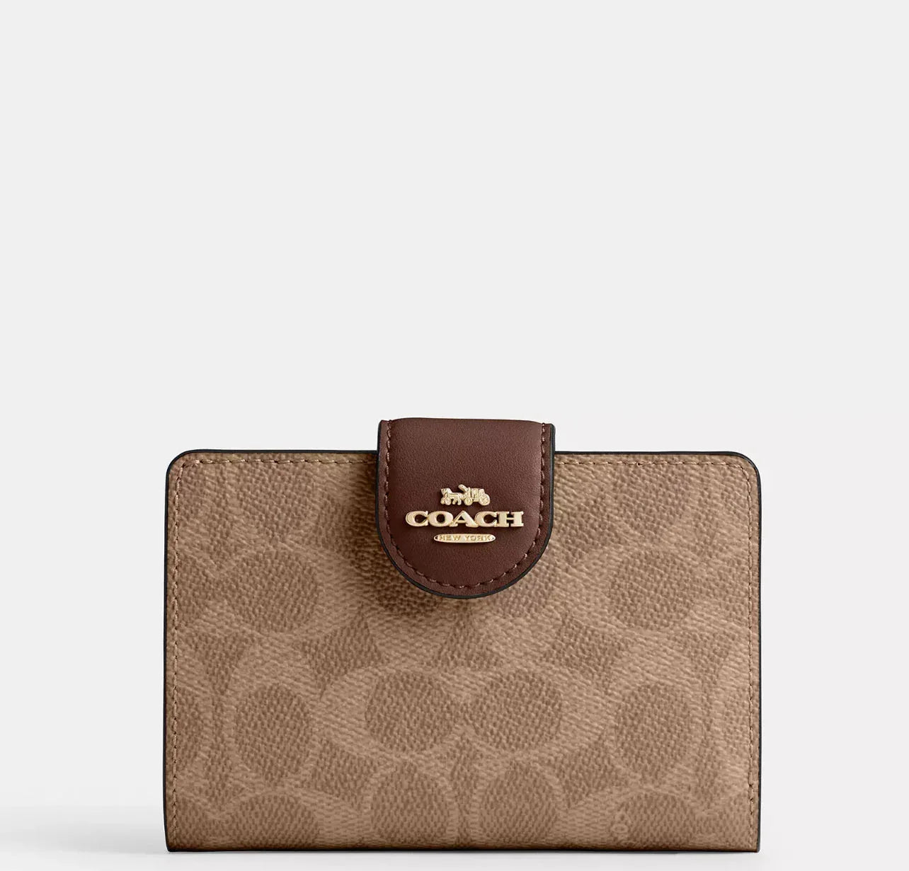 Coach Medium Corner Zip Wallet In Signature – Gold/Tan/Brown - Sneaker Türkiye