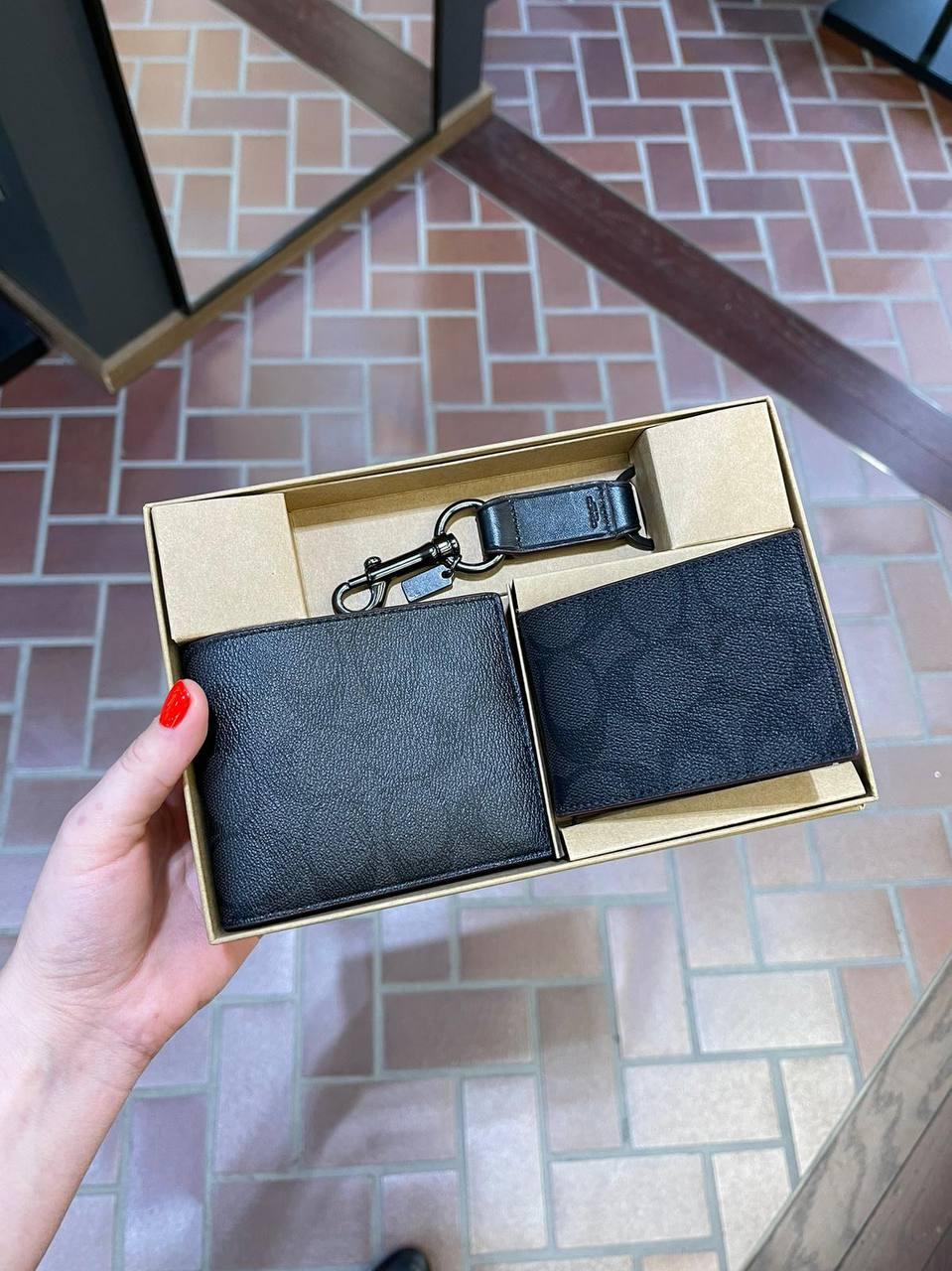 Coach 3-In-1 Wallet Gift Set In Signature – Gunmetal/Charcoal/Black - Sneaker Türkiye