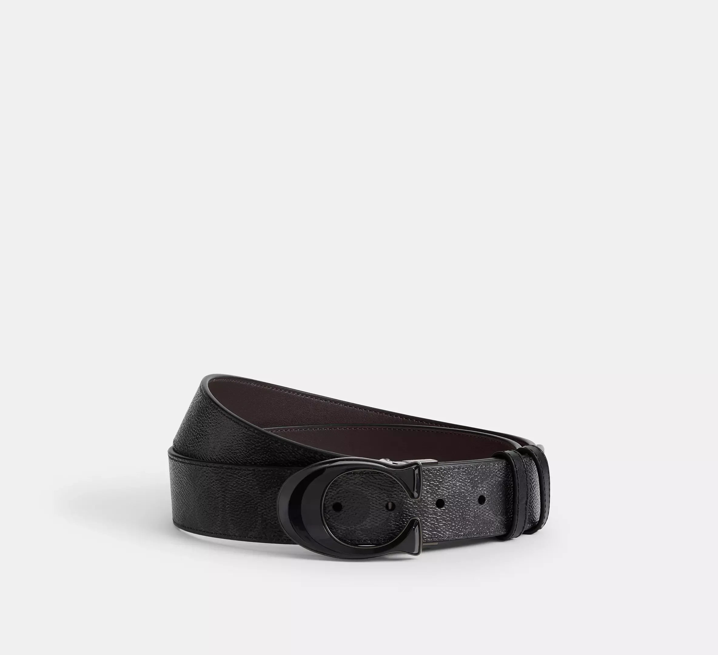 Coach Signature Buckle Cut-To-Size Reversible Belt, 38 Mm – Black Signature/Oxblood - Sneaker Türkiye