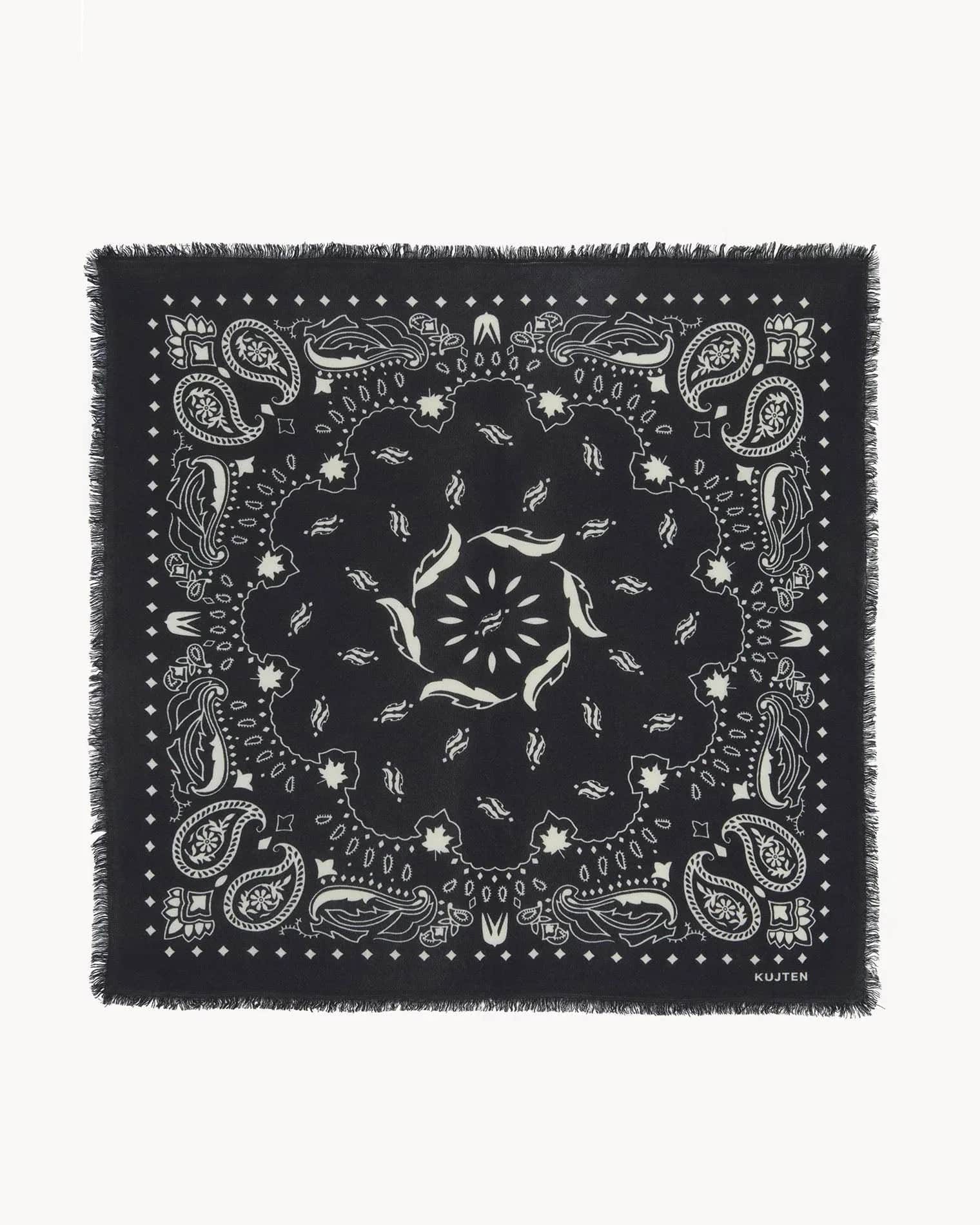 KUJTEN Large Bandana Hachiko Feather Black – White – Bandana - Sneaker Türkiye