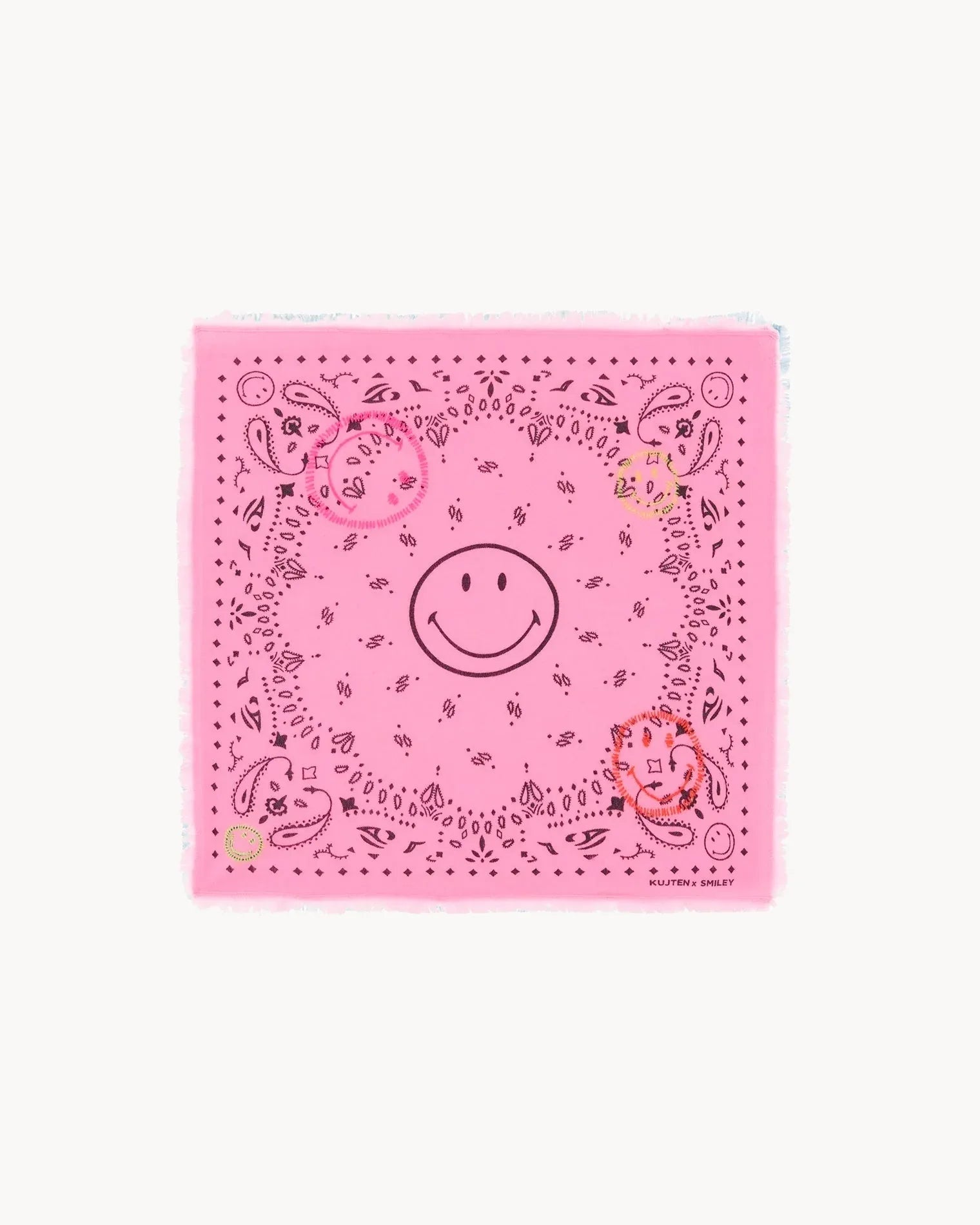 KUJTEN Bandana Hachi Smiley Brode Bubblegum Pink – Bandana - Sneaker Türkiye