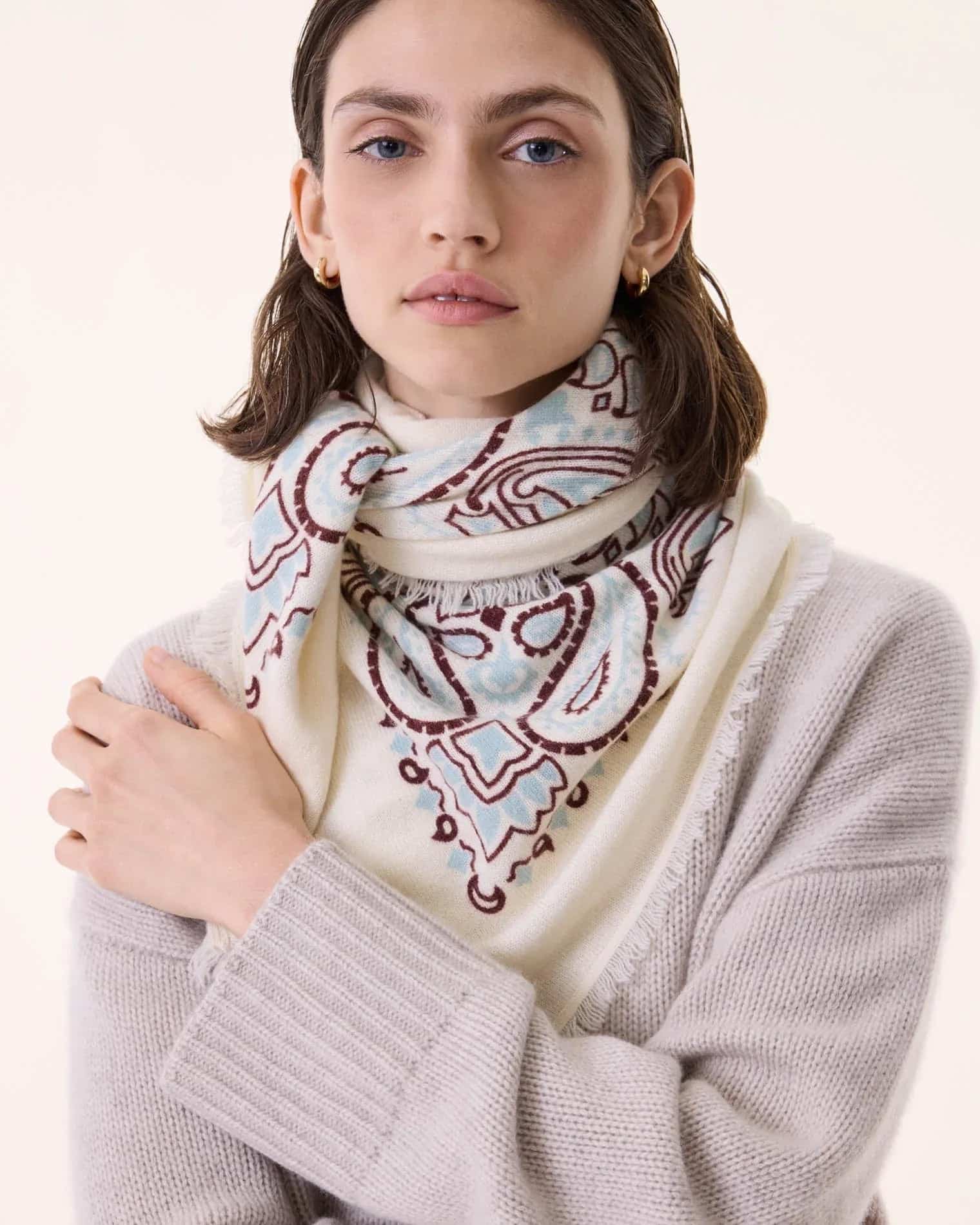 KUJTEN Large Bandana Hachiko Bico White, Burgundy Sienna – Bandana - Sneaker Türkiye
