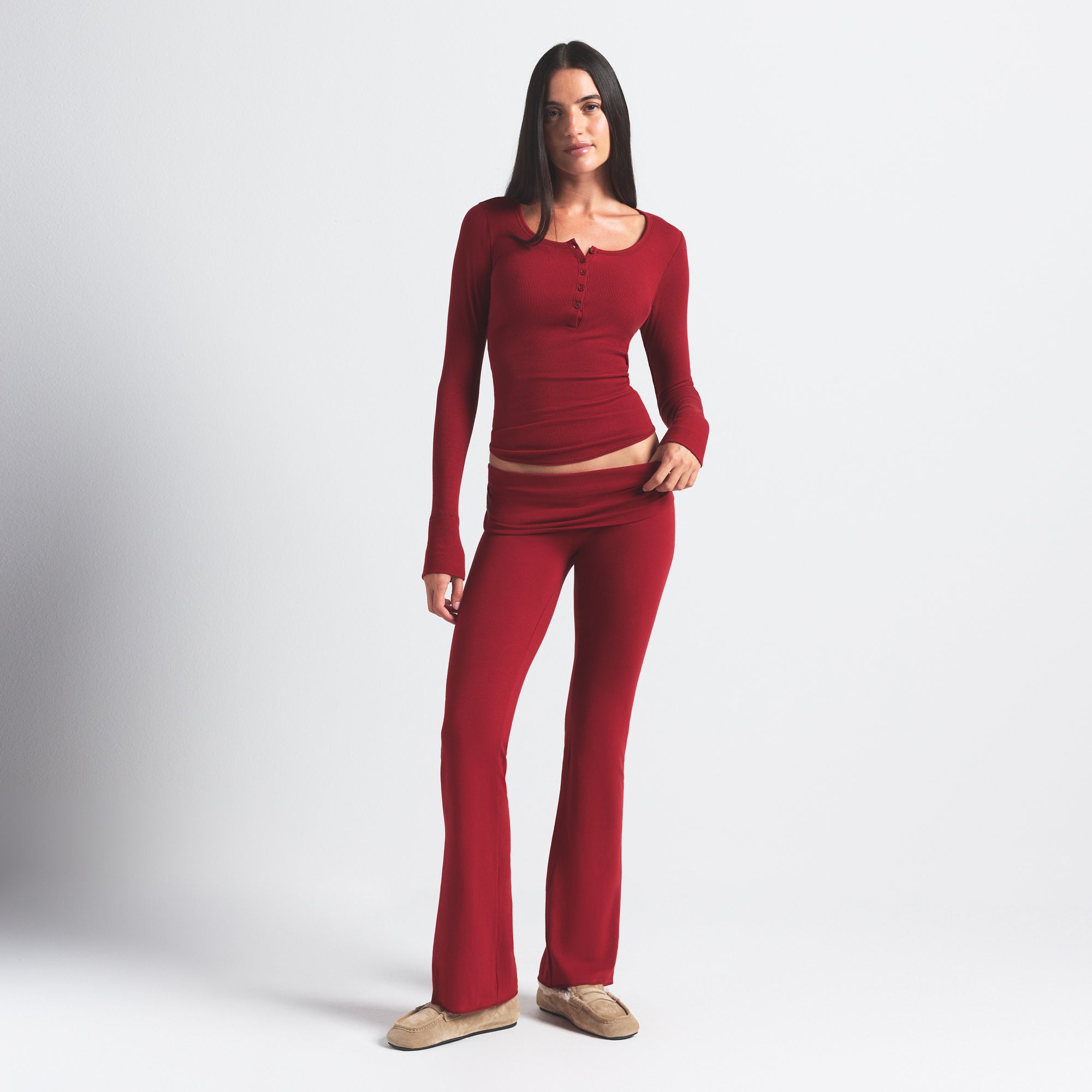 SKIMS COTTON JERSEY FOLDOVER PANT | BRICK - Sneaker Türkiye