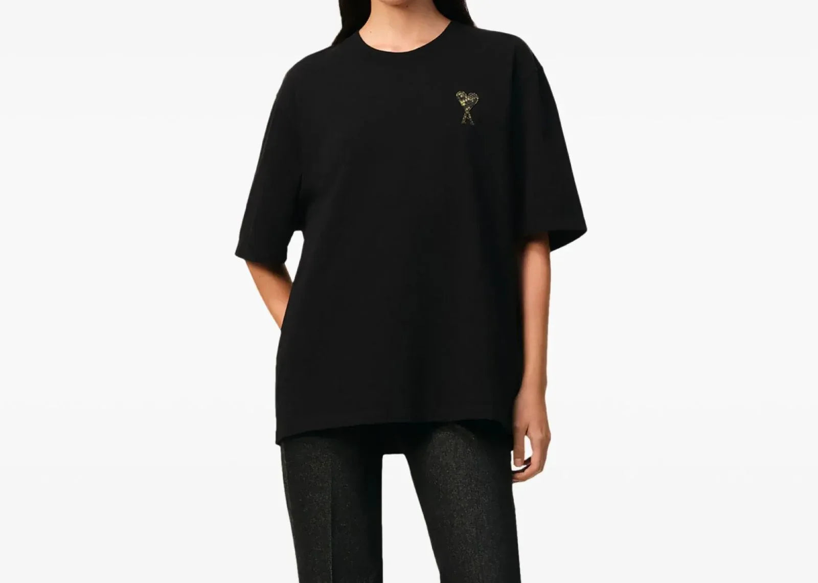 Ami Paris Ami De Coeur Crew Neck Logo Patch T-Shirt Black - Sneaker Türkiye