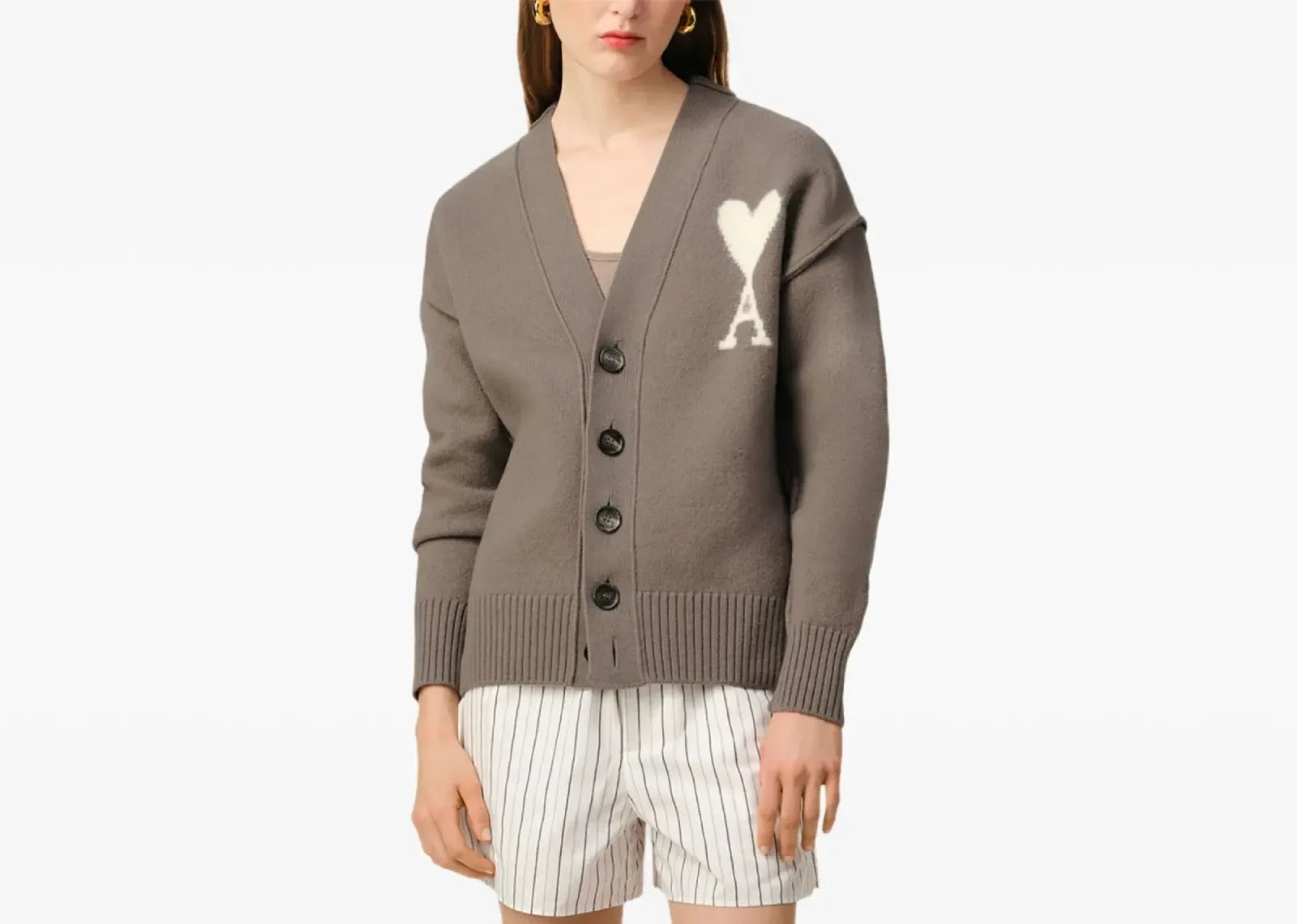 Ami Paris Ami De Coeur Cardigan Ash Grey - Sneaker Türkiye