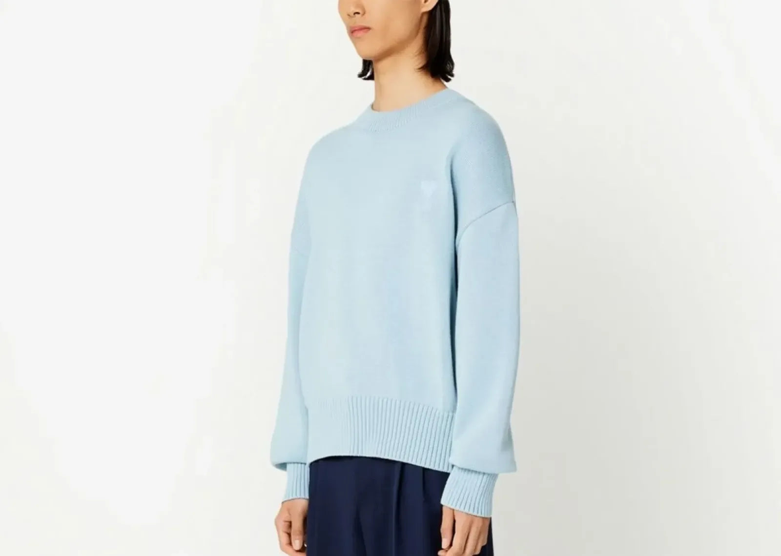 Ami Paris Ami De Coeur Embroidered Sweater Light Blue - Sneaker Türkiye