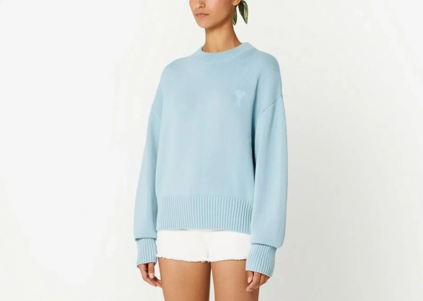 Ami Paris Ami De Coeur Embroidered Sweater Light Blue - Sneaker Türkiye