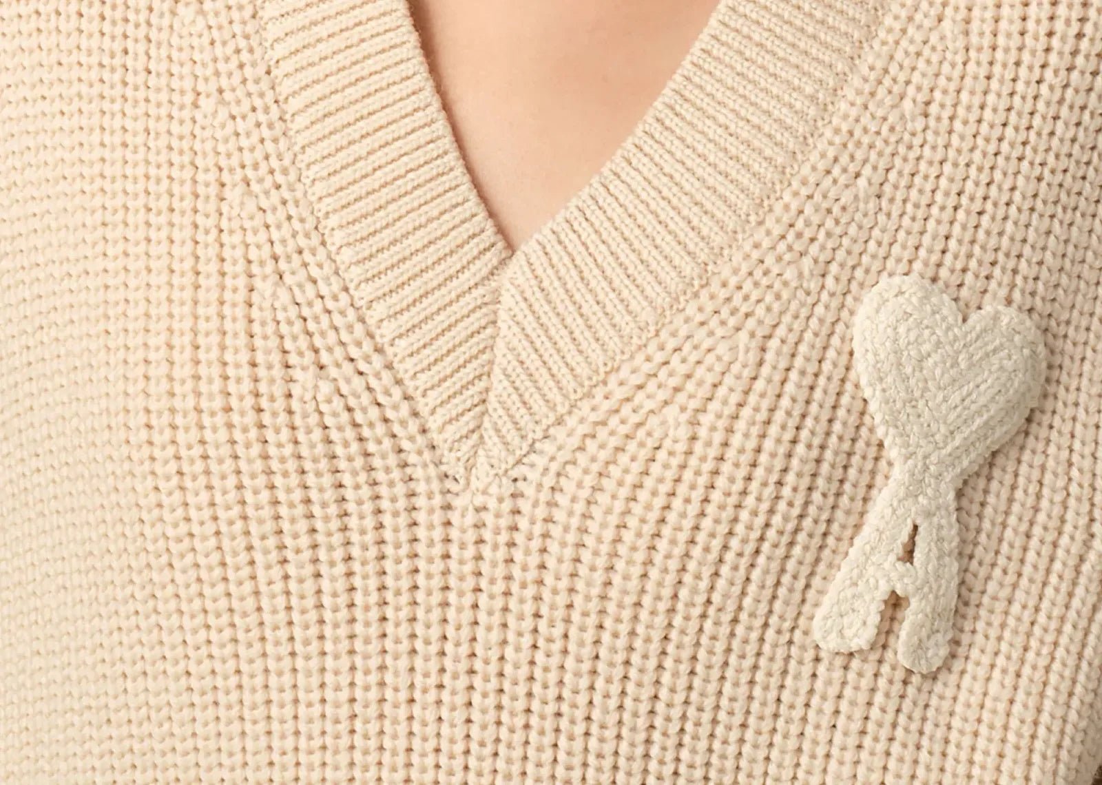 Ami Paris Ami De Coeur Knitted Vest Beige - Sneaker Türkiye
