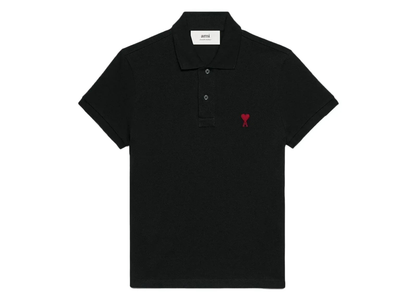 Ami Paris Embroidered Heart Polo T-Shirt Black - Sneaker Türkiye