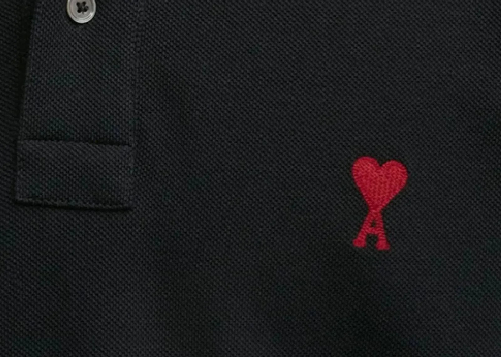 Ami Paris Embroidered Heart Polo T-Shirt Black - Sneaker Türkiye