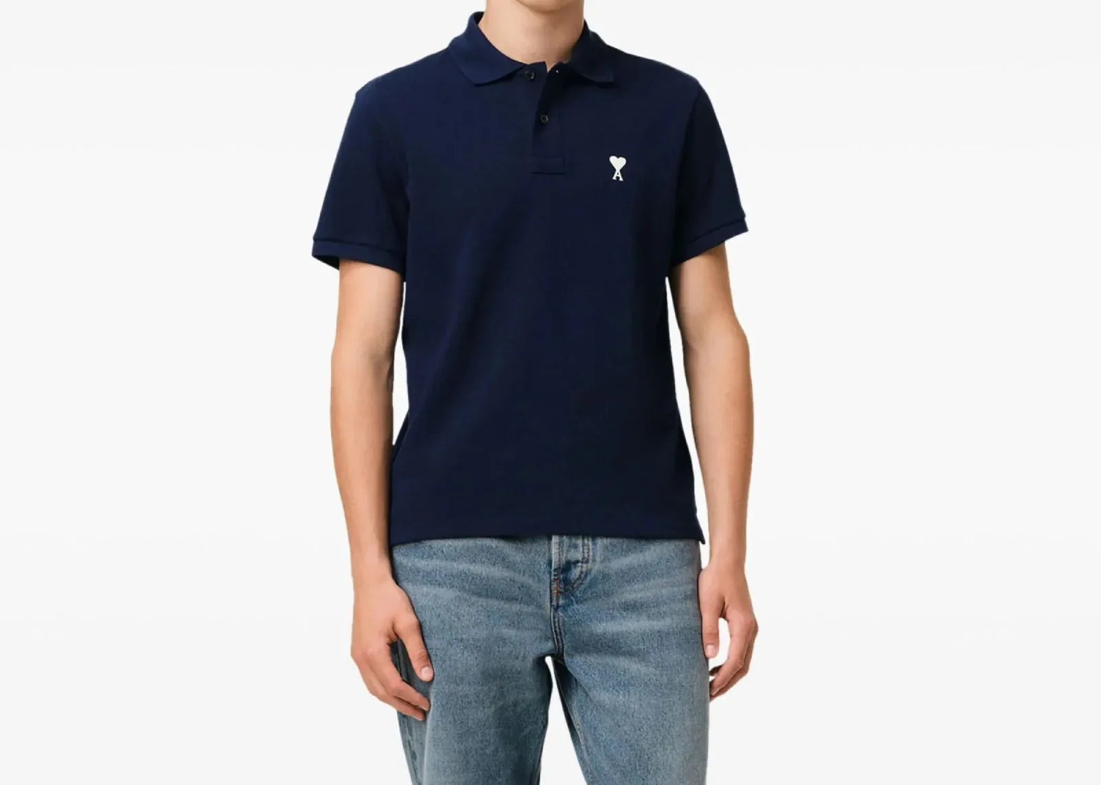 Ami Paris Embroidered Logo Polo T-Shirt Navy Blue - Sneaker Türkiye