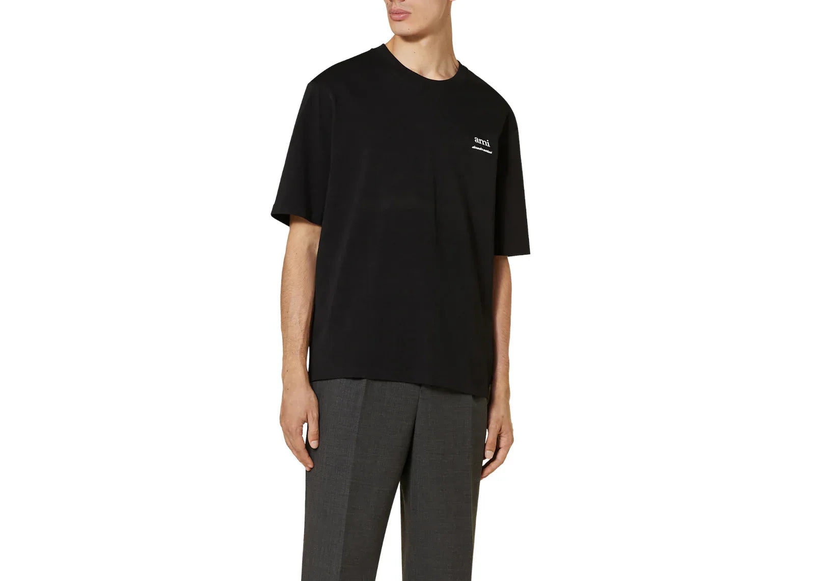 Ami Paris Logo Embroidered T-Shirt Black - Sneaker Türkiye
