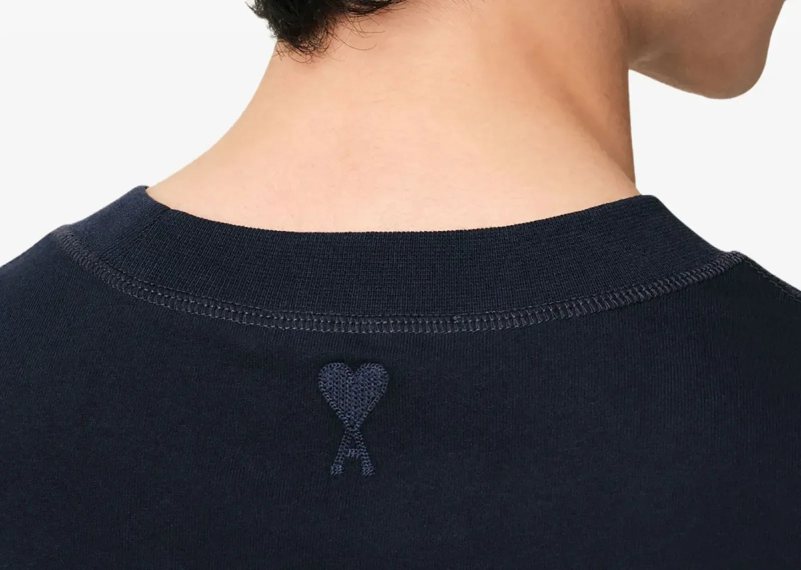 Ami Paris Logo Embroidered T-shirt Navy Blue - Sneaker Türkiye