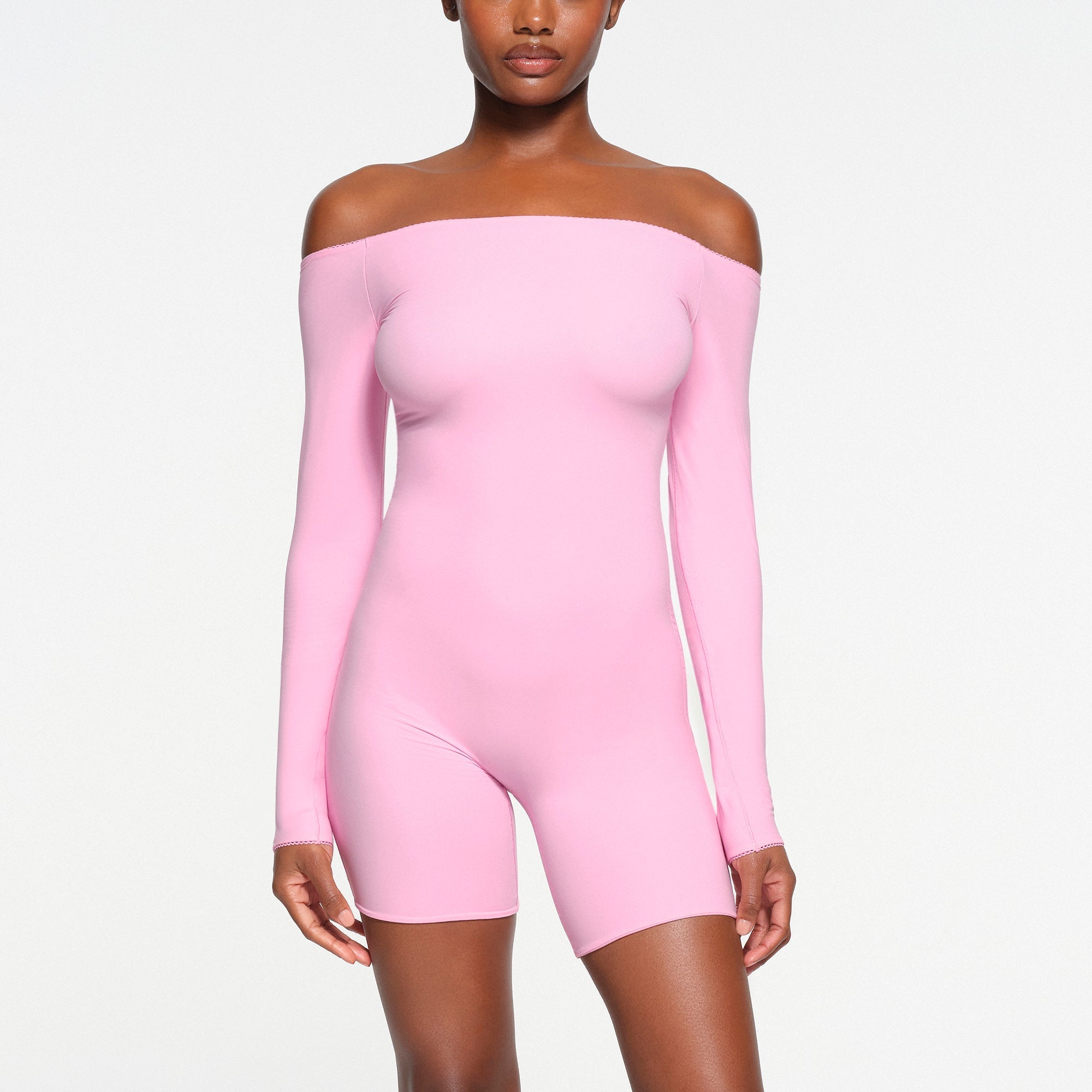 SKIMS FITS EVERYBODY PICOT OFF THE SHOULDER ONESIE | BUBBLE GUM - Sneaker Türkiye