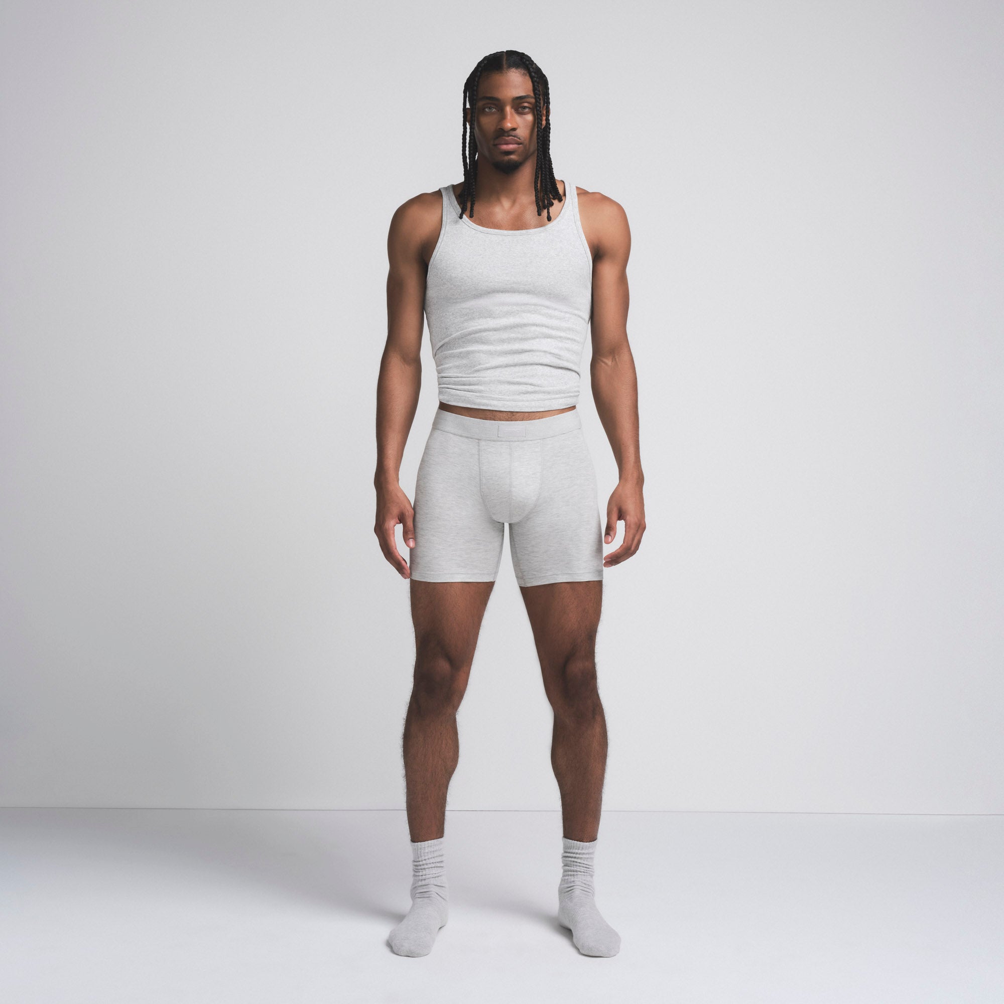 SKIMS COTTON MENS 5″ BOXER BRIEF | LIGHT HEATHER GREY - Sneaker Türkiye