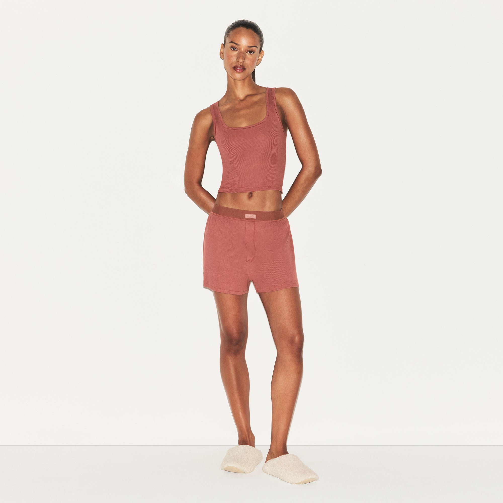 SKIMS COTTON RIB LOOSE BOXER | REDWOOD - Sneaker Türkiye
