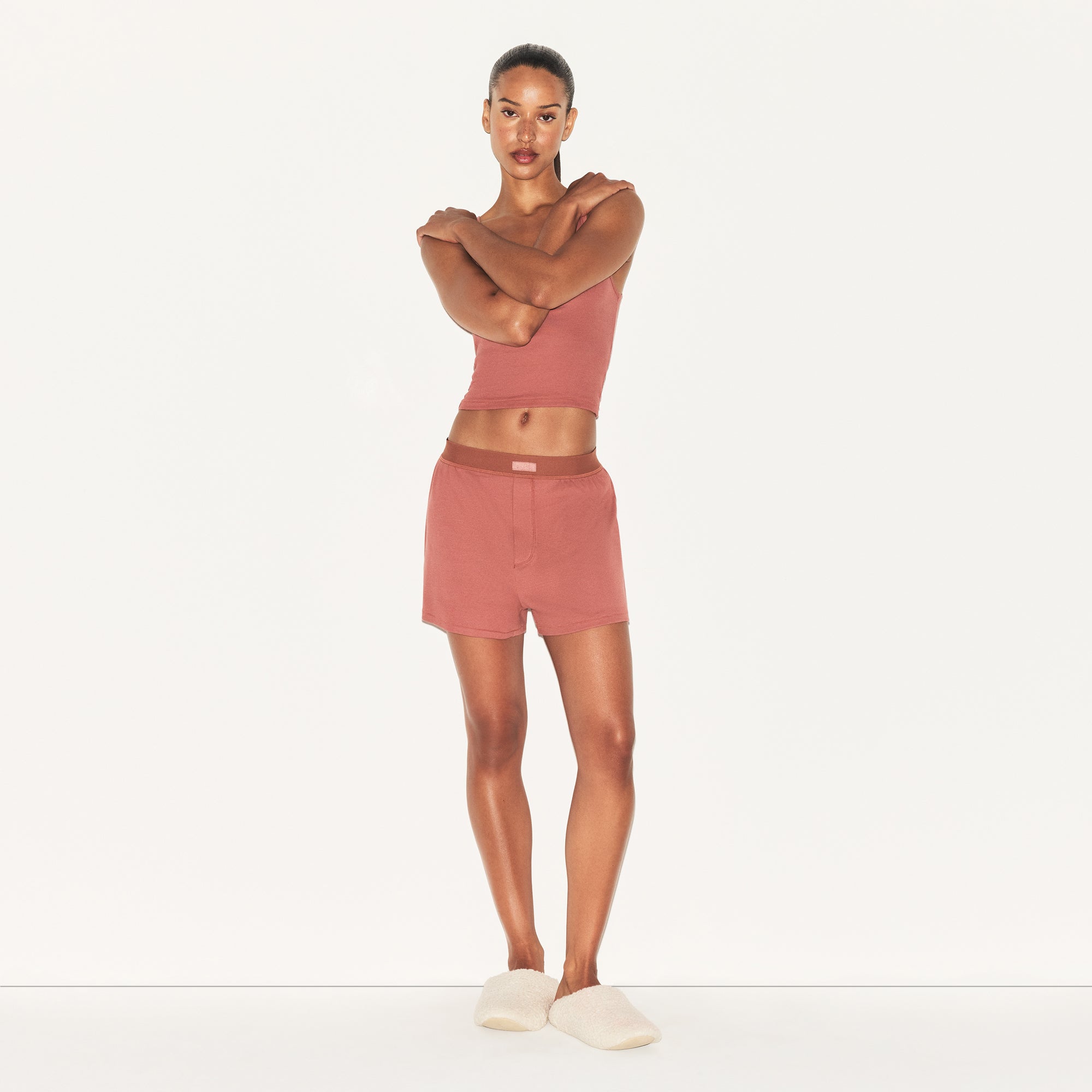 SKIMS COTTON RIB LOOSE BOXER | REDWOOD - Sneaker Türkiye