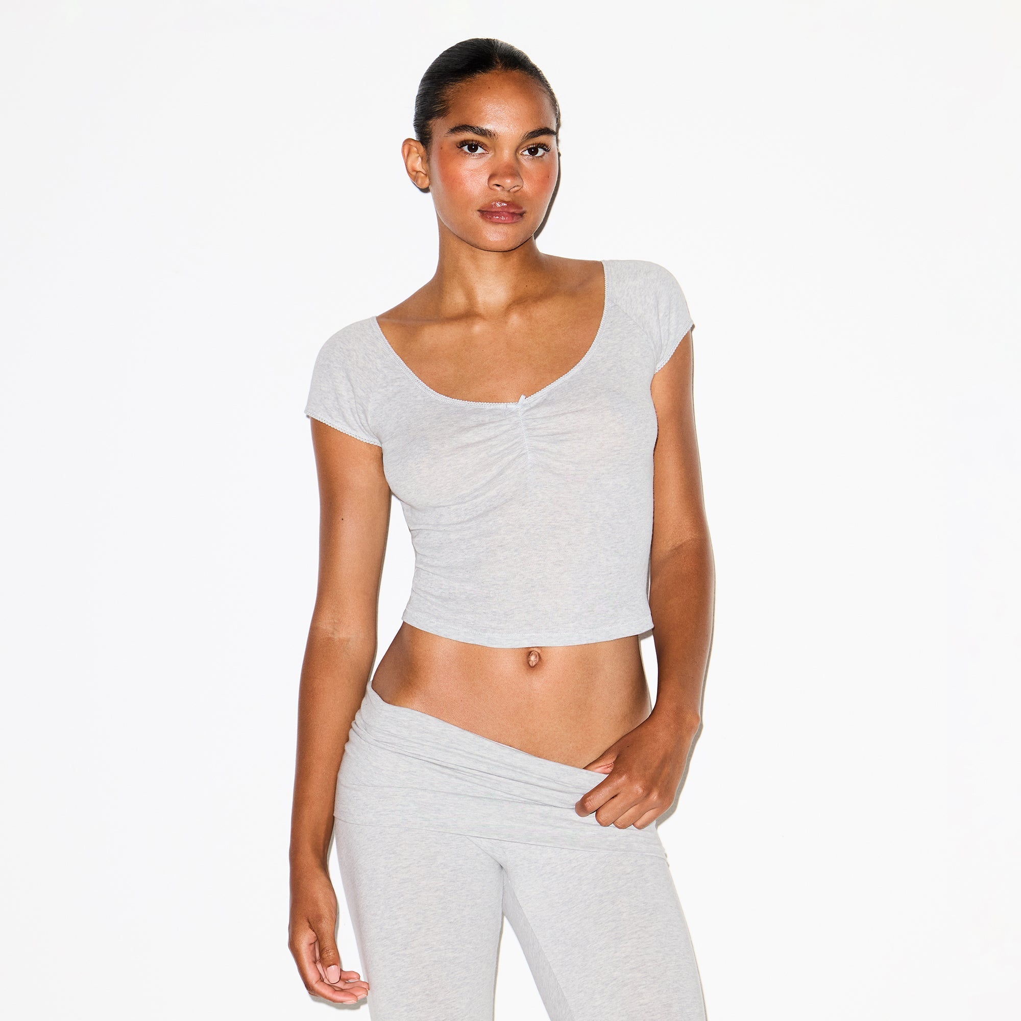 SKIMS COTTON JERSEY FOLDOVER CAPRI | LIGHT HEATHER GREY - Sneaker Türkiye