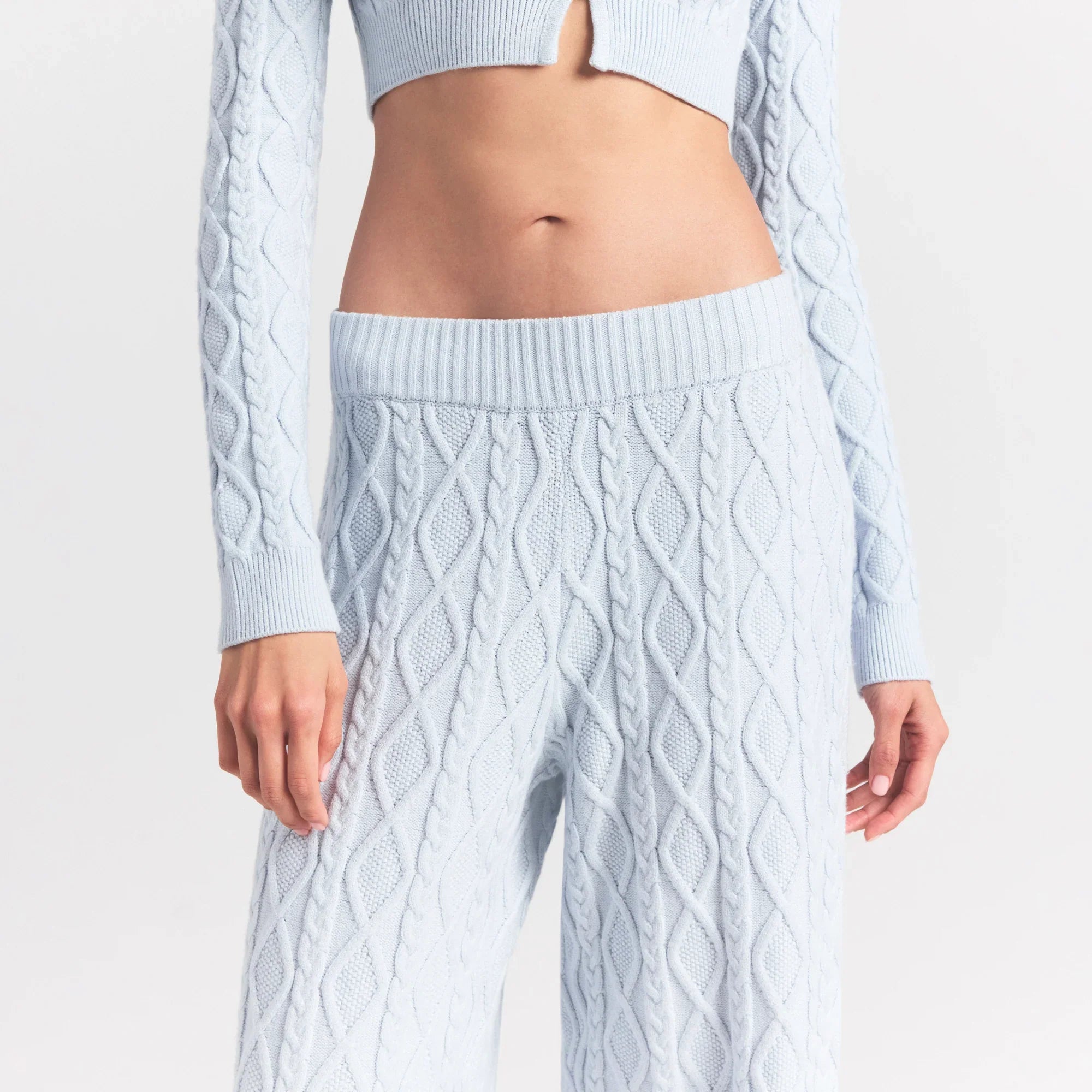 SKIMS SWEATER KNITS CABLE KNIT STRAIGHT LEG PANT | ZEN BLUE - Sneaker Türkiye