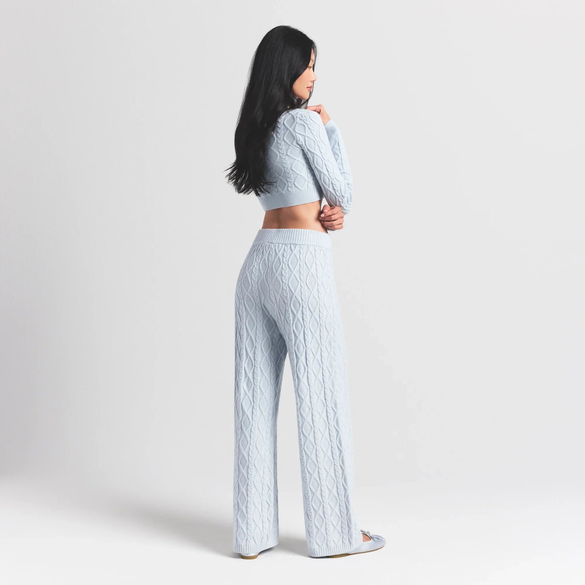SKIMS SWEATER KNITS CABLE KNIT STRAIGHT LEG PANT | ZEN BLUE - Sneaker Türkiye