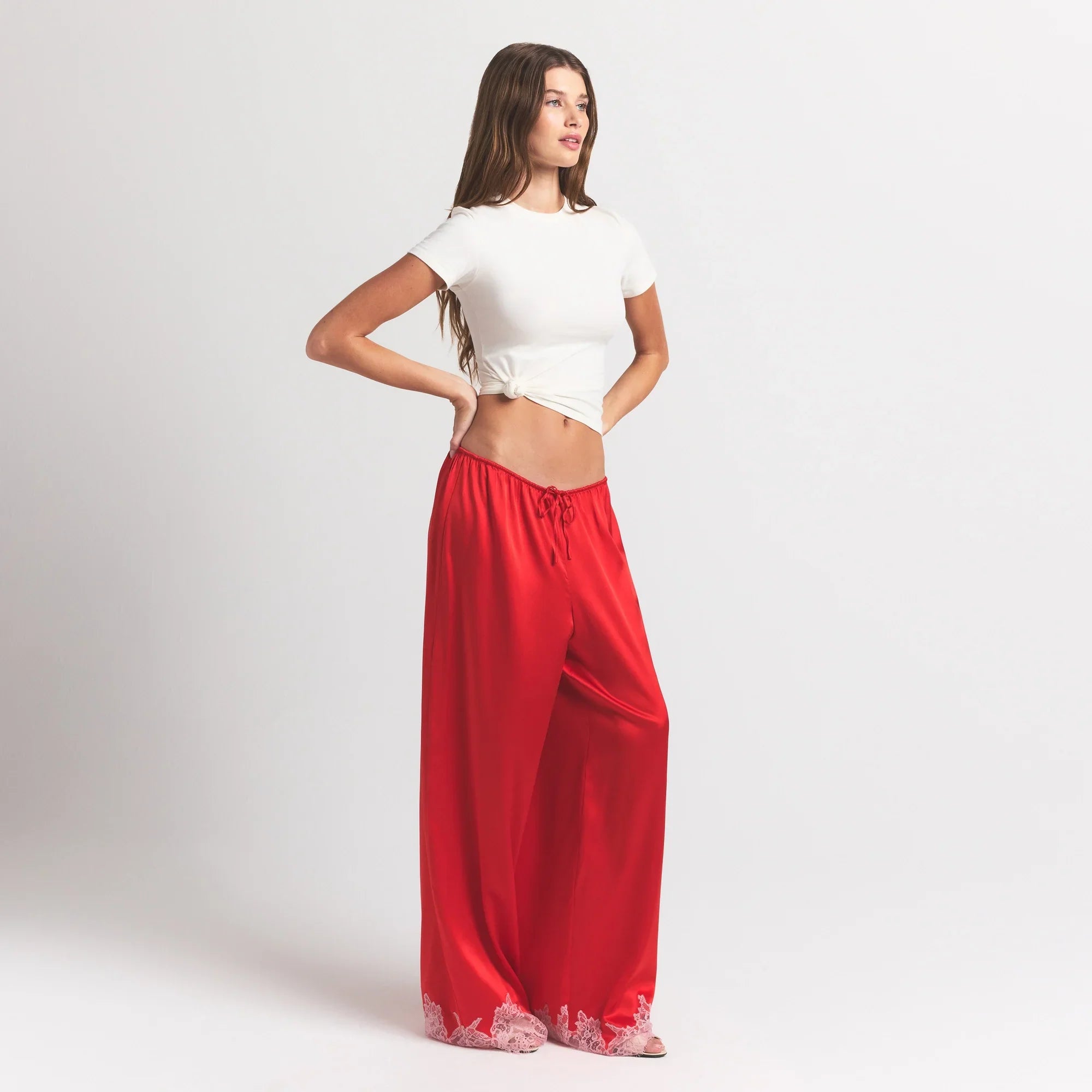 SKIMS SILK LACE STRAIGHT LEG PANT | RUBY CONTRAST - Sneaker Türkiye