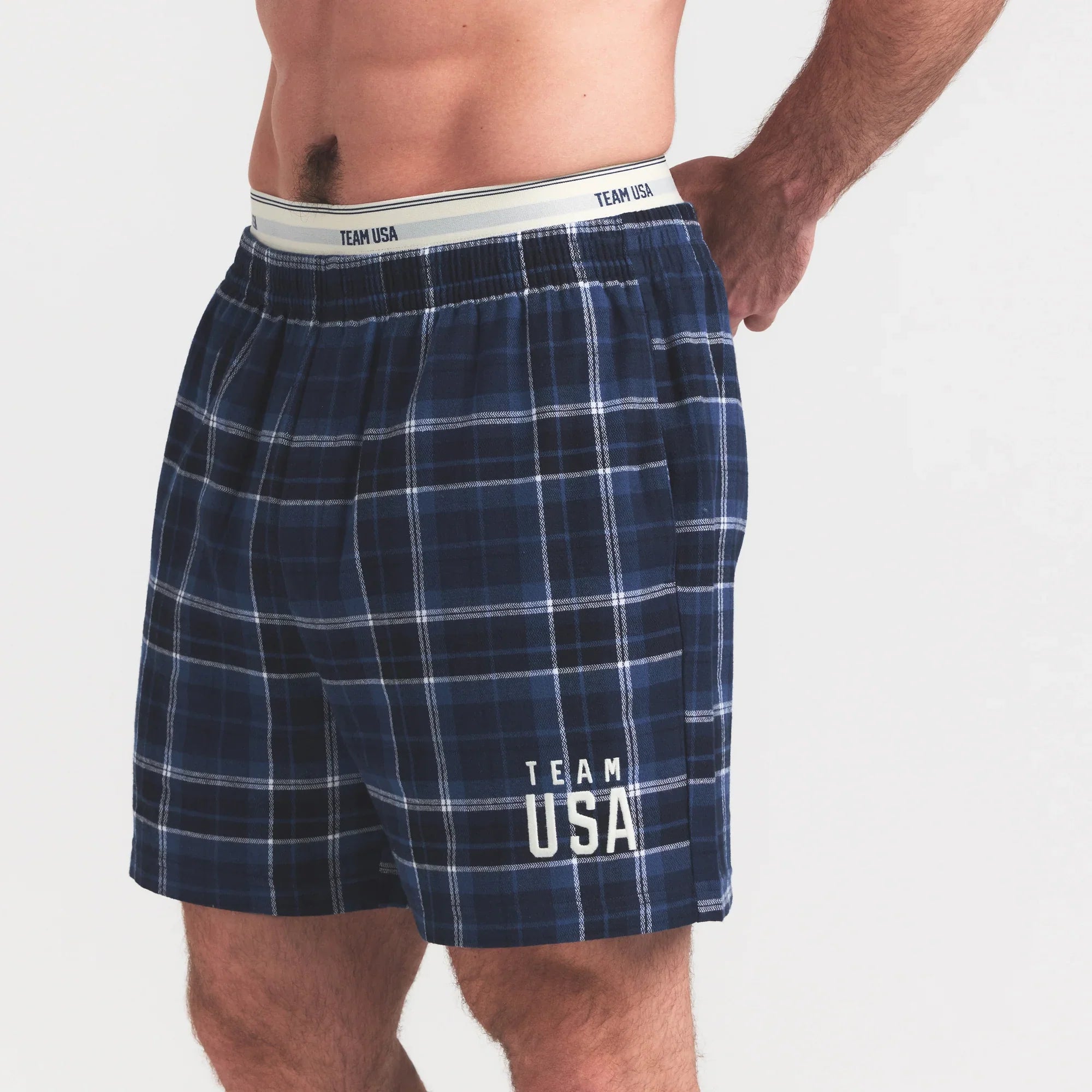SKIMS FOR TEAM USA FLANNEL SLEEP MENS OLYMPIC SHORT | NAVY PLAID - Sneaker Türkiye