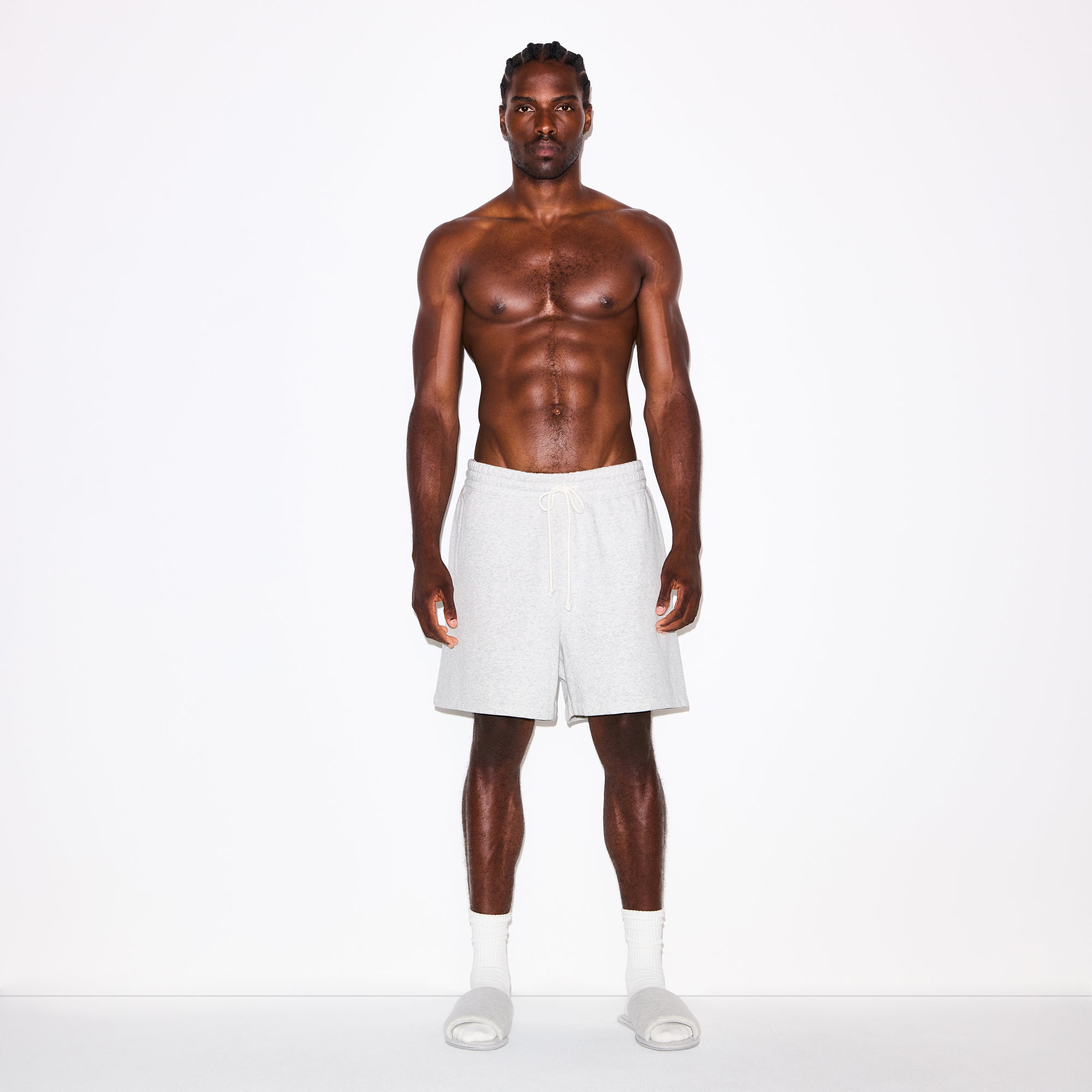 SKIMS FLEECE LOUNGE MENS RELAXED SHORT | LIGHT HEATHER GREY - Sneaker Türkiye