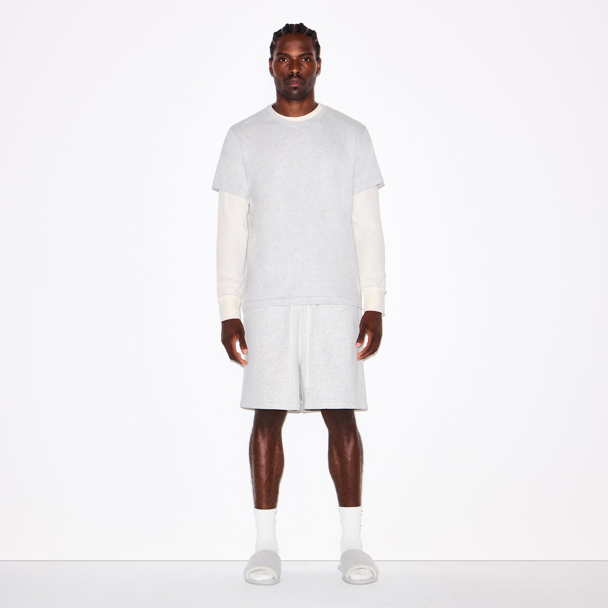 SKIMS FLEECE LOUNGE MENS RELAXED SHORT | LIGHT HEATHER GREY - Sneaker Türkiye