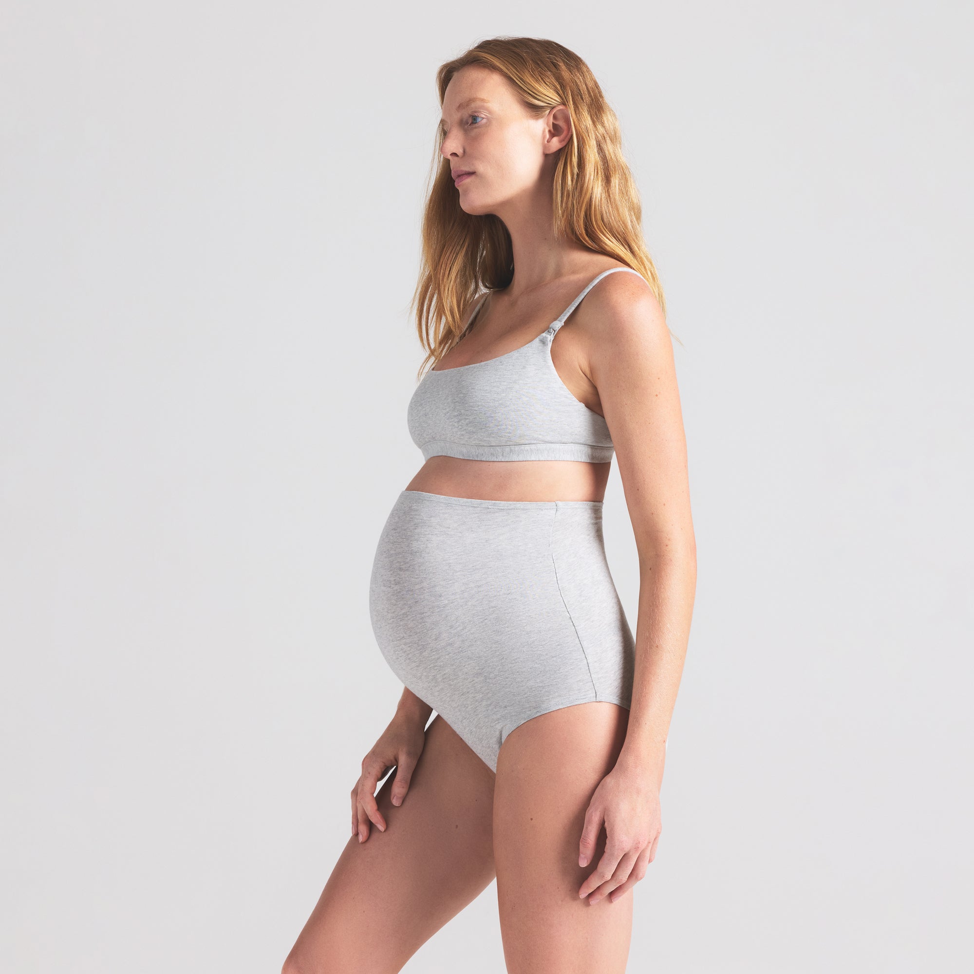 SKIMS COTTON JERSEY MATERNITY HIGH-WAISTED BRIEF | LIGHT HEATHER GREY - Sneaker Türkiye