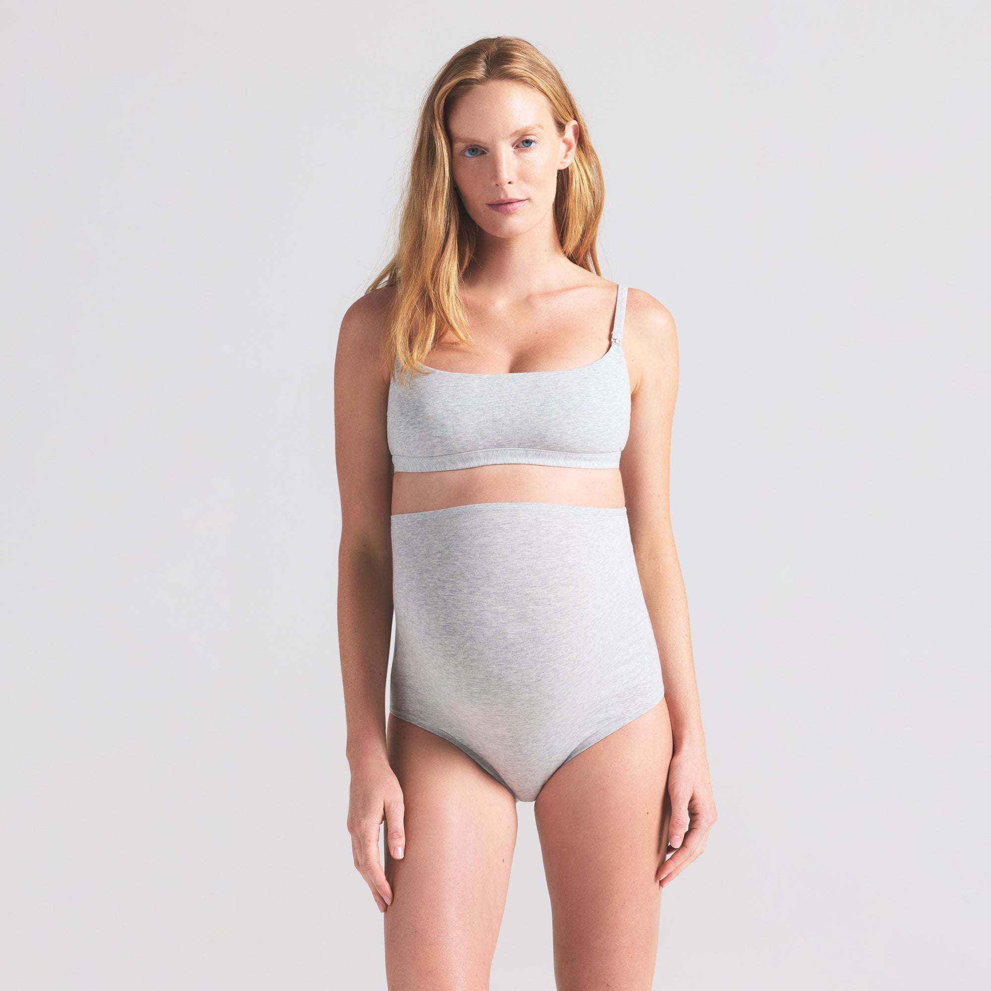 SKIMS COTTON JERSEY MATERNITY HIGH-WAISTED BRIEF | LIGHT HEATHER GREY - Sneaker Türkiye