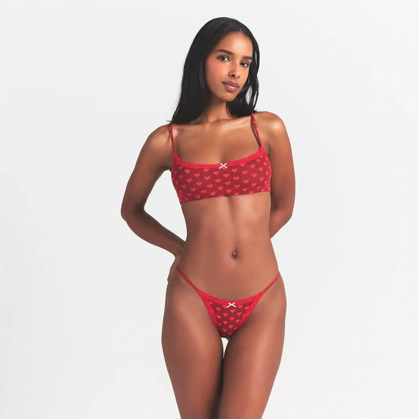 SKIMS LIGHTWEIGHT COTTON POINTELLE SCOOP BRALETTE | BRICK HEART HALFDROP - Sneaker Türkiye