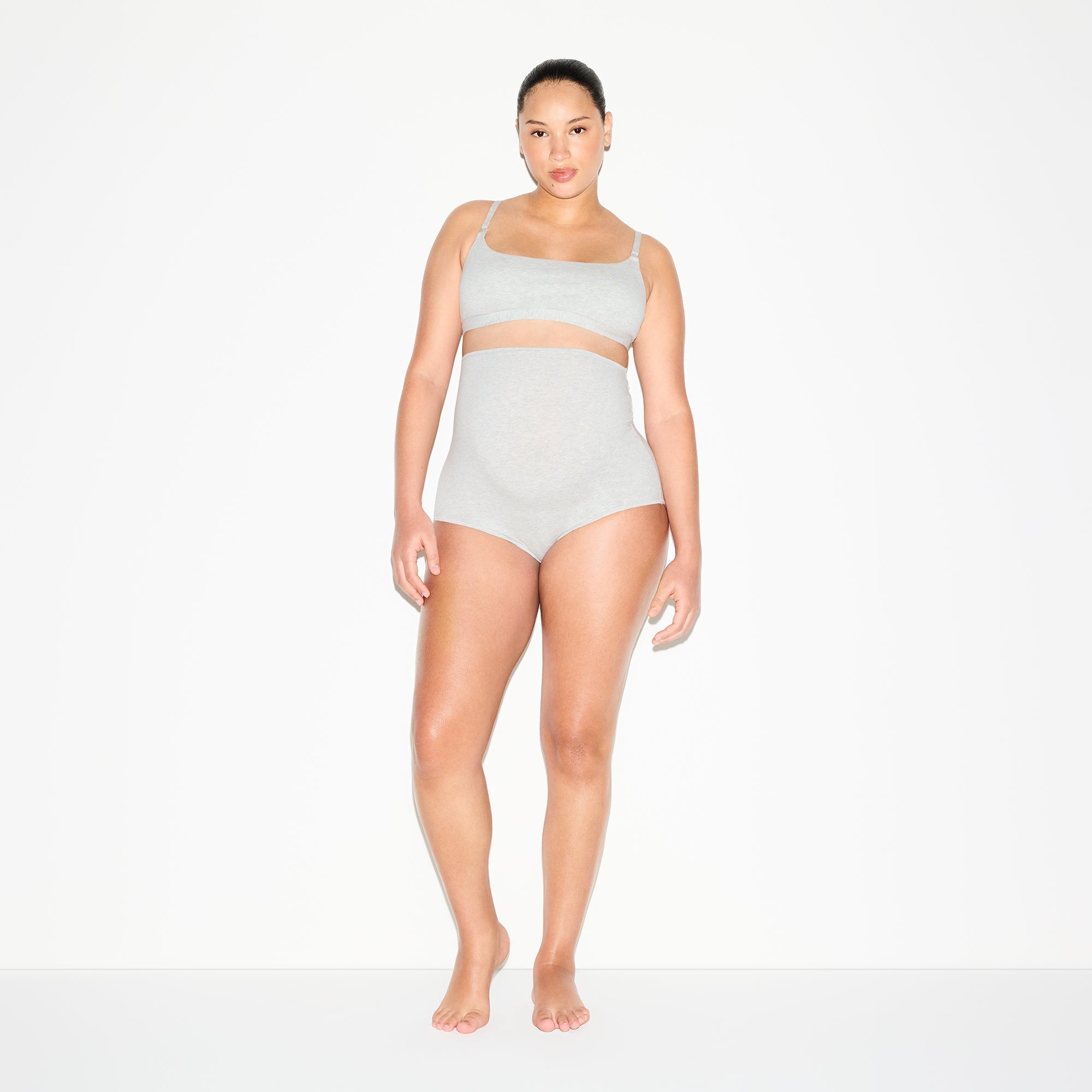 SKIMS COTTON JERSEY MATERNITY NURSING SCOOP BRALETTE 2-PACK | LIGHT HEATHER GREY - Sneaker Türkiye