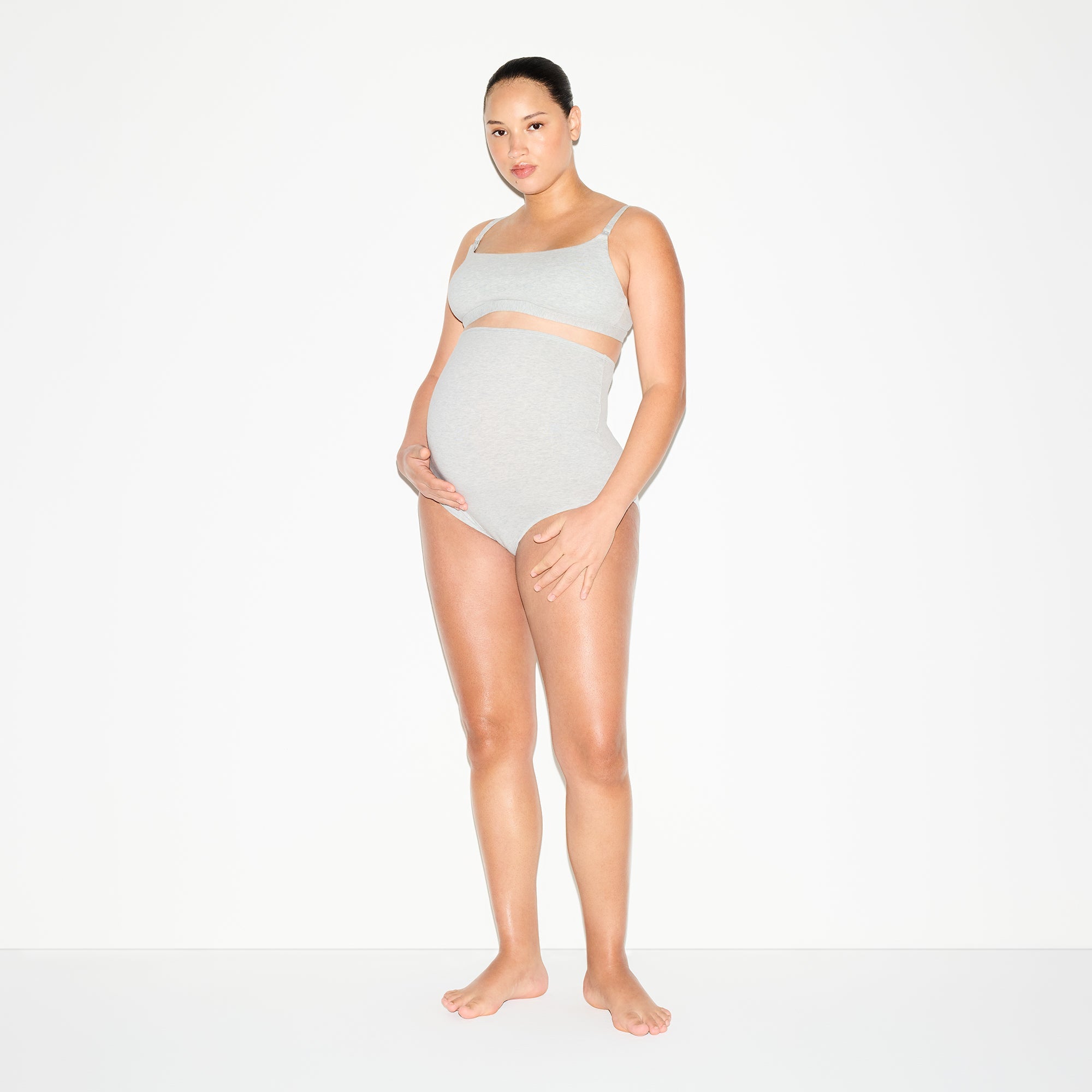 SKIMS COTTON JERSEY MATERNITY NURSING SCOOP BRALETTE 2-PACK | LIGHT HEATHER GREY - Sneaker Türkiye
