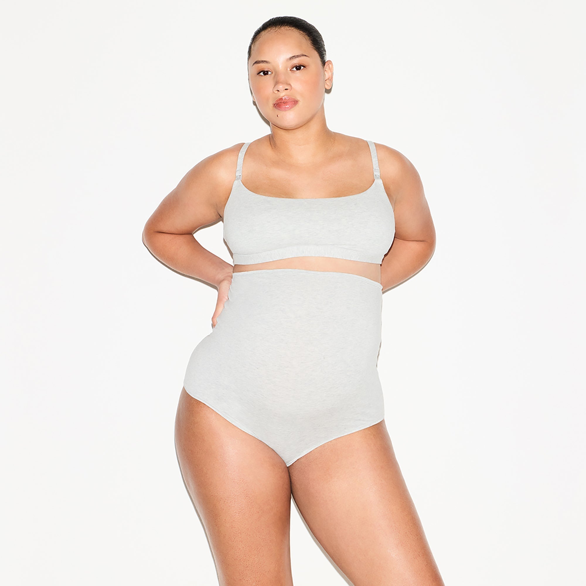 SKIMS COTTON JERSEY MATERNITY NURSING SCOOP BRALETTE 2-PACK | LIGHT HEATHER GREY - Sneaker Türkiye