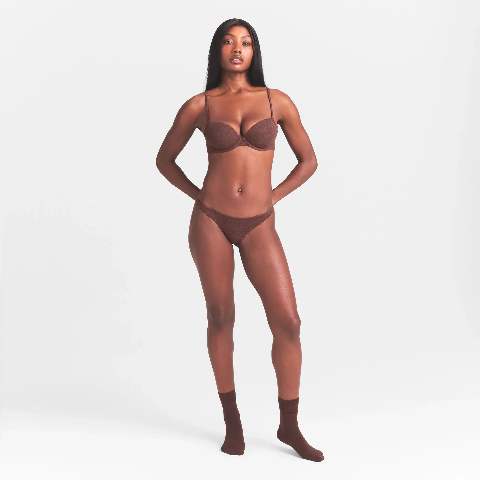 SKIMS EVERYDAY COTTON T-SHIRT BRA | COCOA HEATHER - Sneaker Türkiye