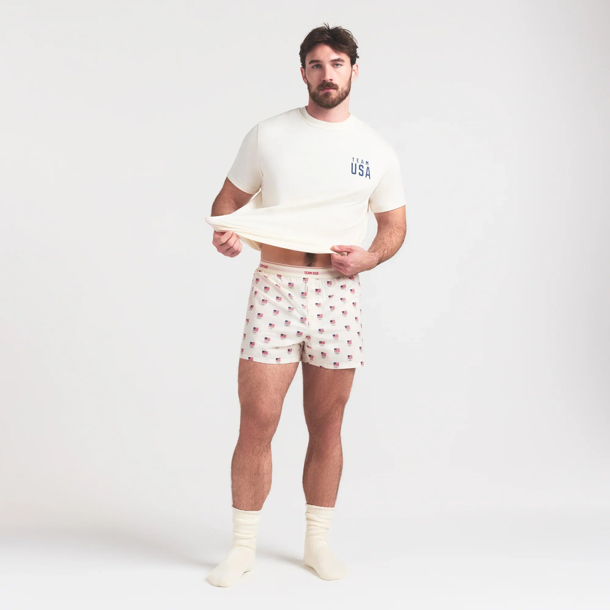 SKIMS FOR TEAM USA COTTON POPLIN MENS OLYMPIC BOXER | ECRU - Sneaker Türkiye