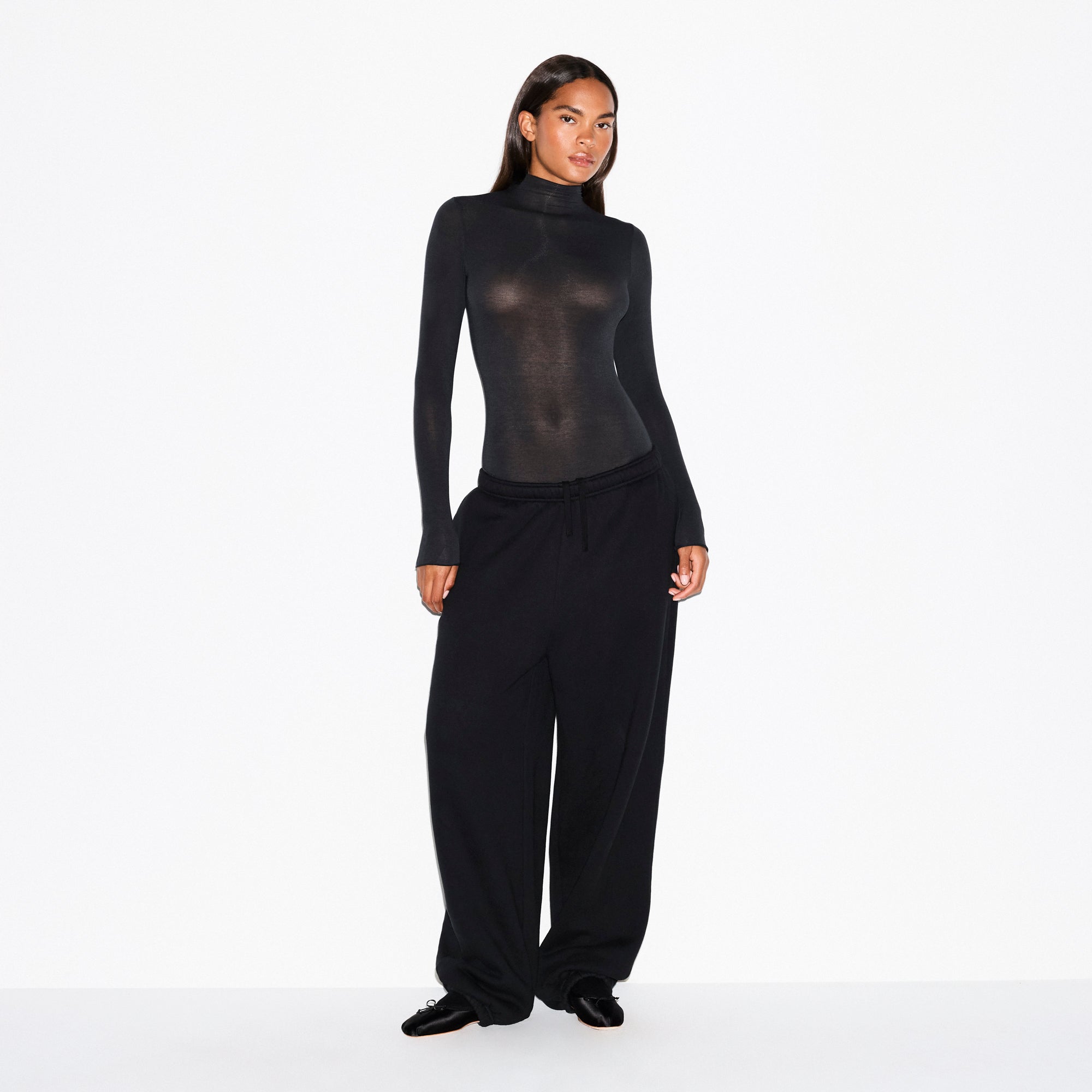 SKIMS SHEER MODAL LONG SLEEVE TURTLENECK BODYSUIT | ONYX - Sneaker Türkiye