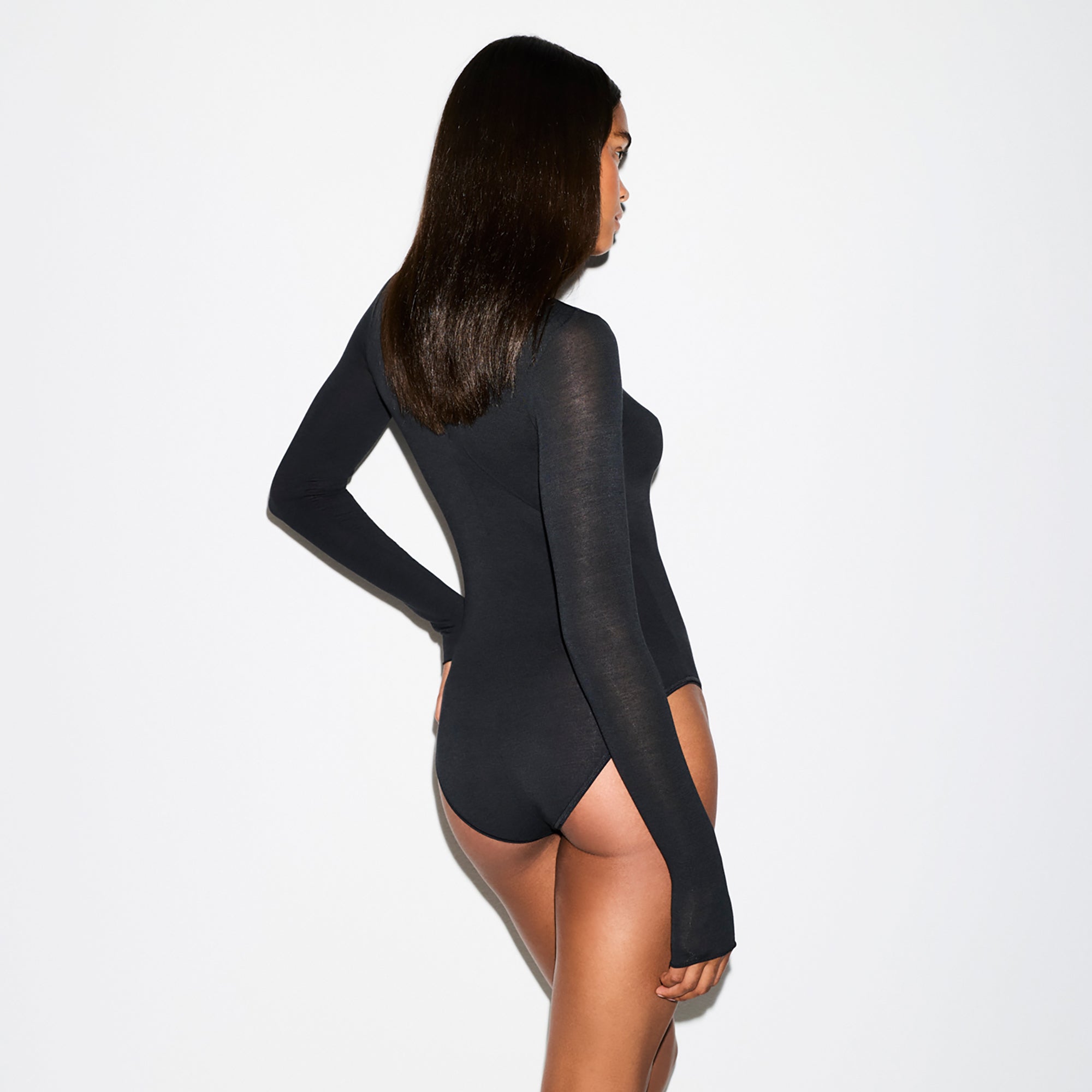 SKIMS SHEER MODAL LONG SLEEVE TURTLENECK BODYSUIT | ONYX - Sneaker Türkiye