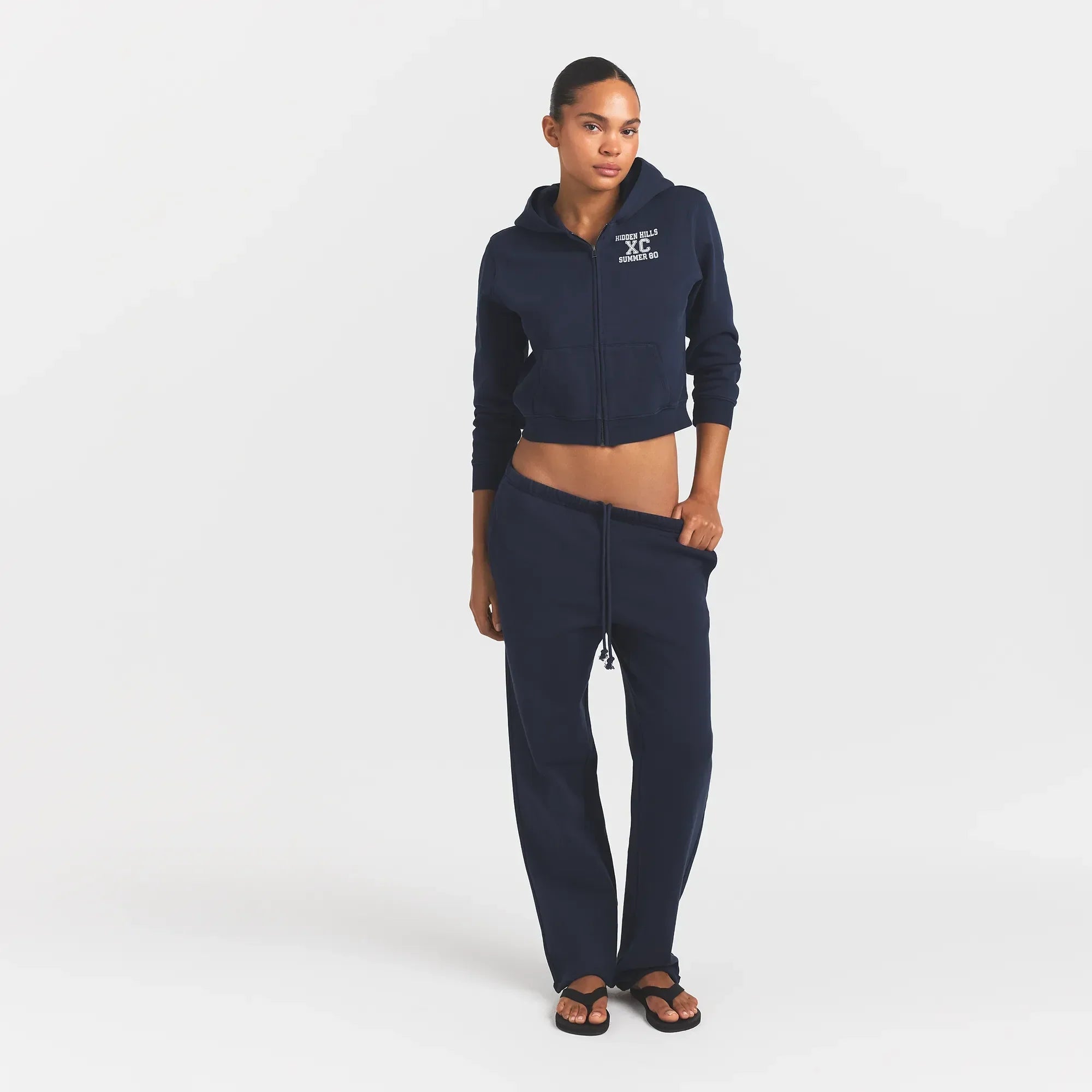 SKIMS BOYFRIEND FLEECE STRAIGHT LEG PANT | NAVY - Sneaker Türkiye