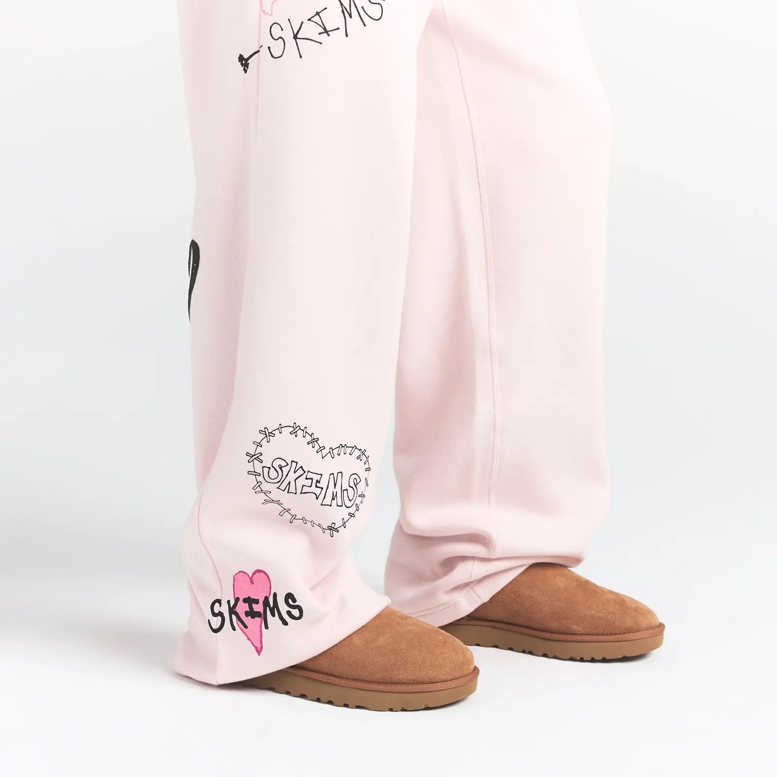 SKIMS COTTON FLEECE CLASSIC STRAIGHT LEG PANT | BARELY PINK ANGEL SKETCH - Sneaker Türkiye