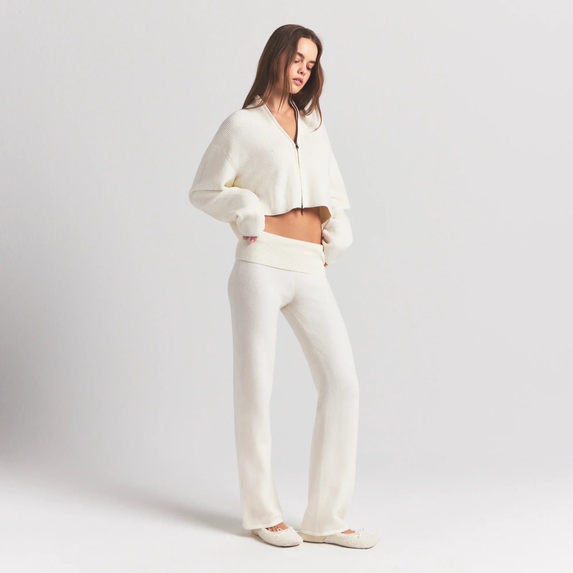 SKIMS SWEATER KNITS FOLDOVER PANT | IVORY - Sneaker Türkiye