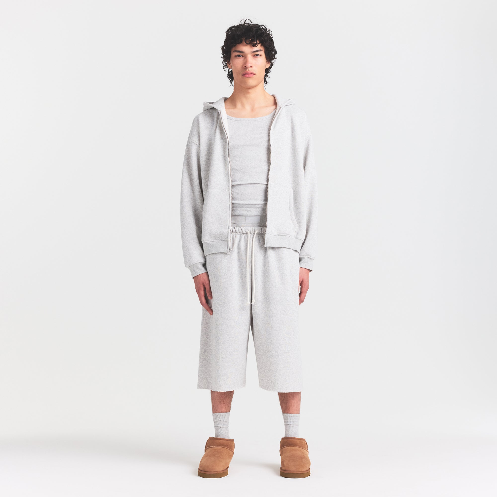 SKIMS FLEECE LOUNGE MENS RELAXED LONG SHORT | LIGHT HEATHER GREY - Sneaker Türkiye