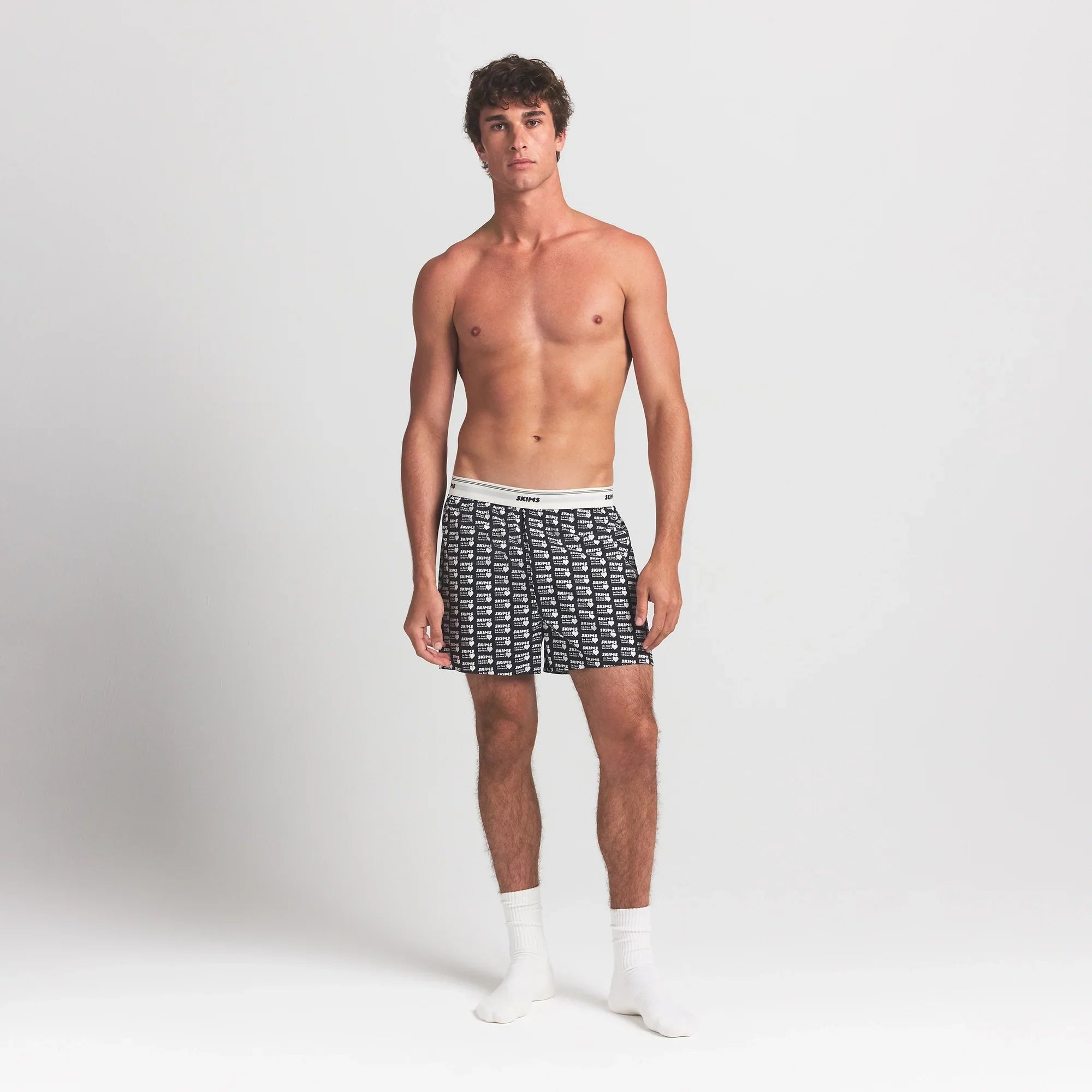 COTTON POPLIN MENS LOGO BAND BOXER | OBSIDIAN SKIMS LOVERS PRINT - Sneaker Türkiye