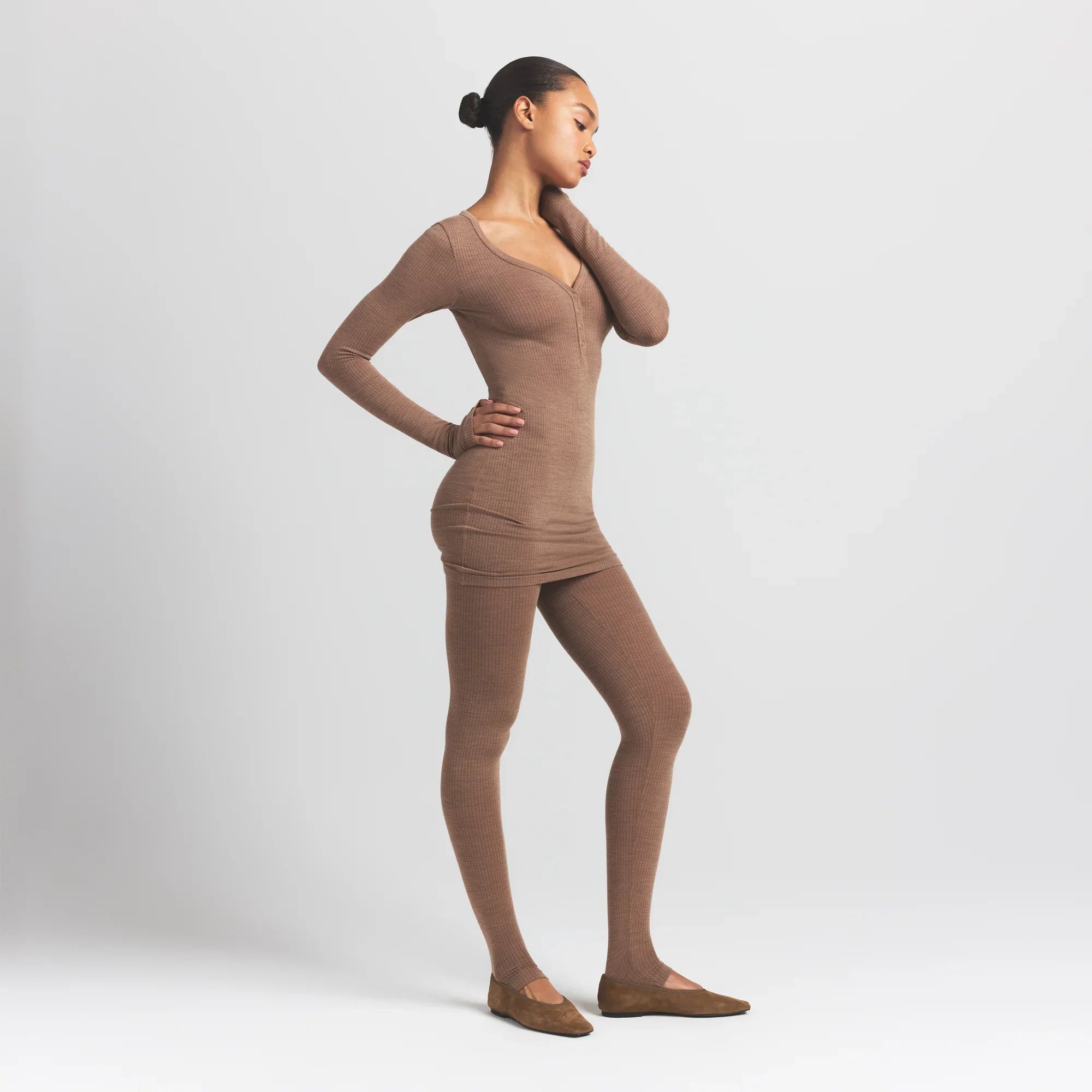 SKIMS WOOL RIB HENLEY DRESS | SIENNA - Sneaker Türkiye