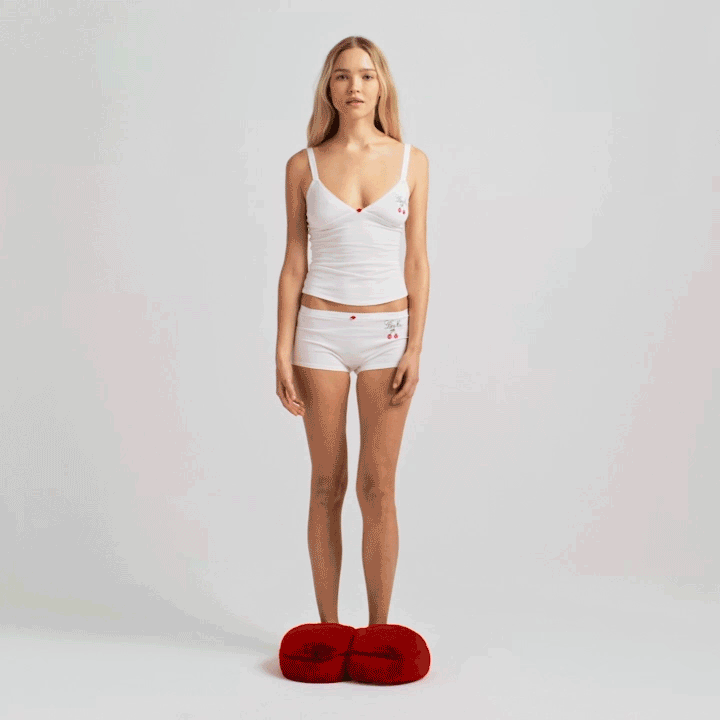 SKIMS LIGHTWEIGHT COTTON LOGO PICOT CAMI AND BOY SHORT SET | SNOW CONTRAST - Sneaker Türkiye