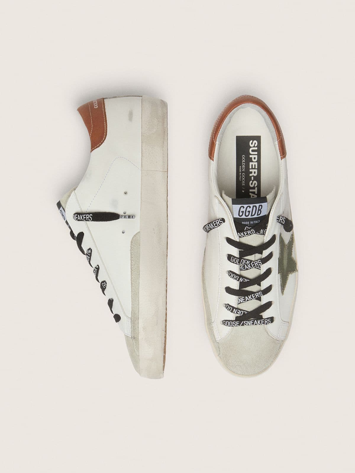 Golden Goose Men’s Super-Star With Star In Olive Green Canvas - Sneaker Türkiye