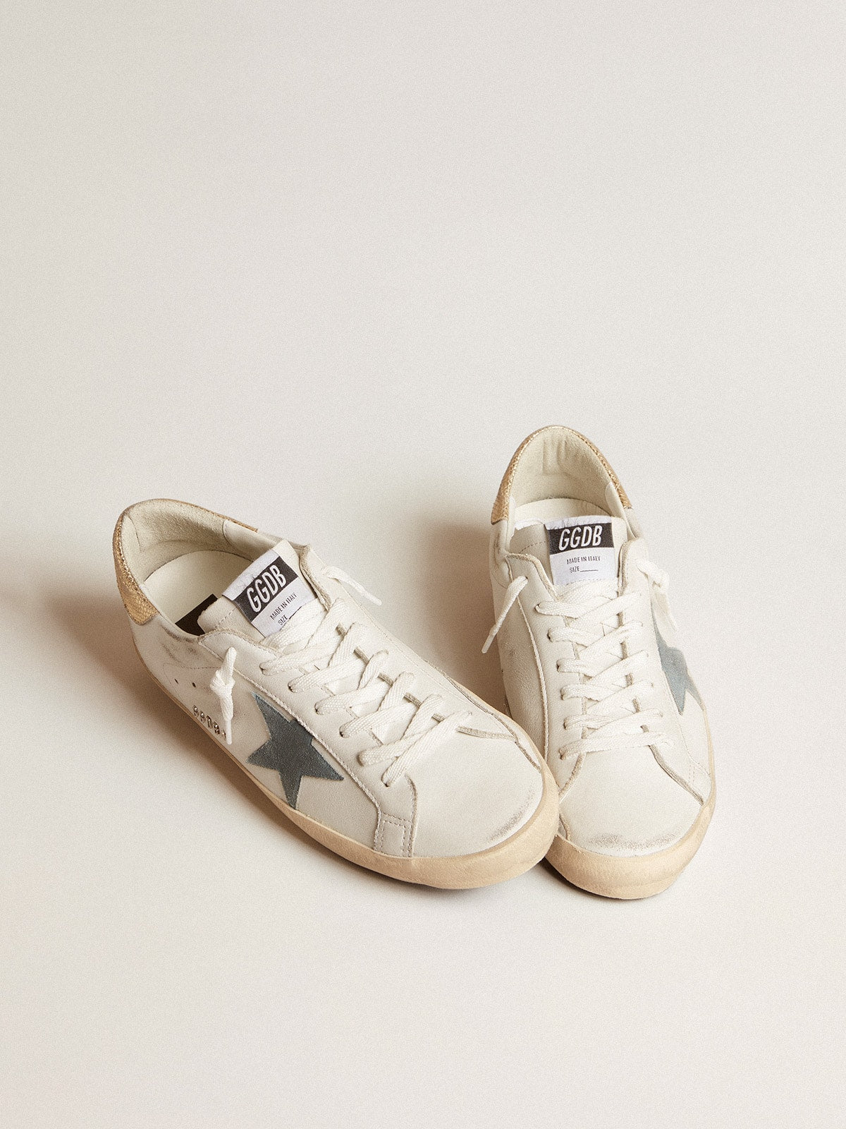 Golden Goose Men’s Super-Star With Suede Star And Platinum Snake-Print Leather Heel Tab - Sneaker Türkiye