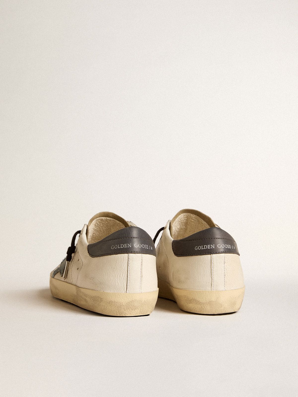 Golden Goose Super-Star In Nappa Leather With Light Blue Suede Star And Gray Leather Heel Tab - Sneaker Türkiye