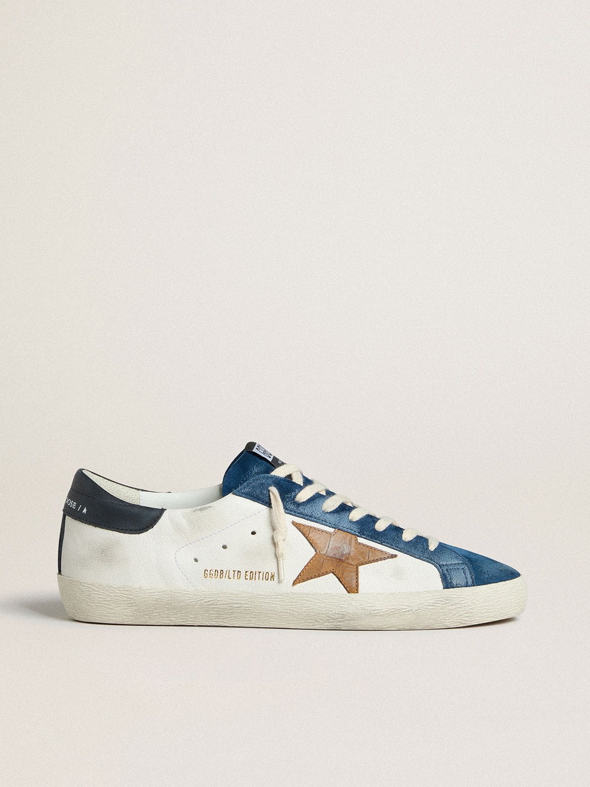 Golden Goose Men’s Super-Star LTD With Tobacco-Colored Croc-Print Leather Star And Black Leather Heel Tab - Sneaker Türkiye